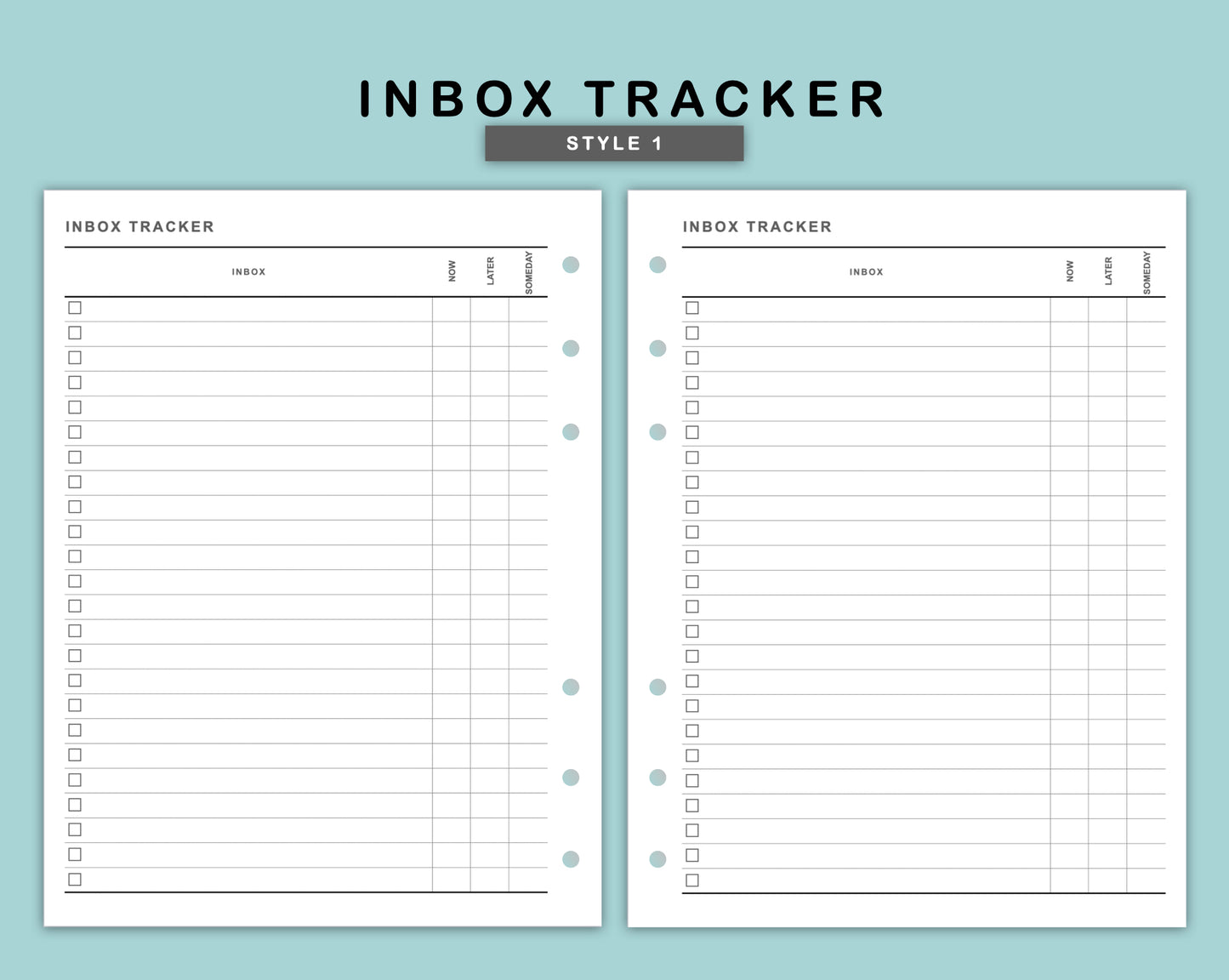 B6 Wide Inserts - Inbox Tracker
