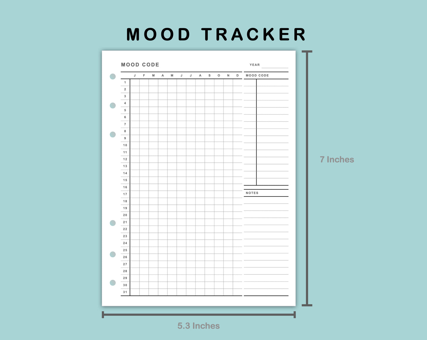 B6 Wide Inserts - Mood Tracker
