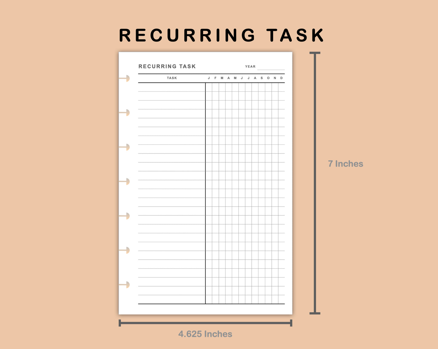 Mini Happy Planner Inserts - Recurring Task