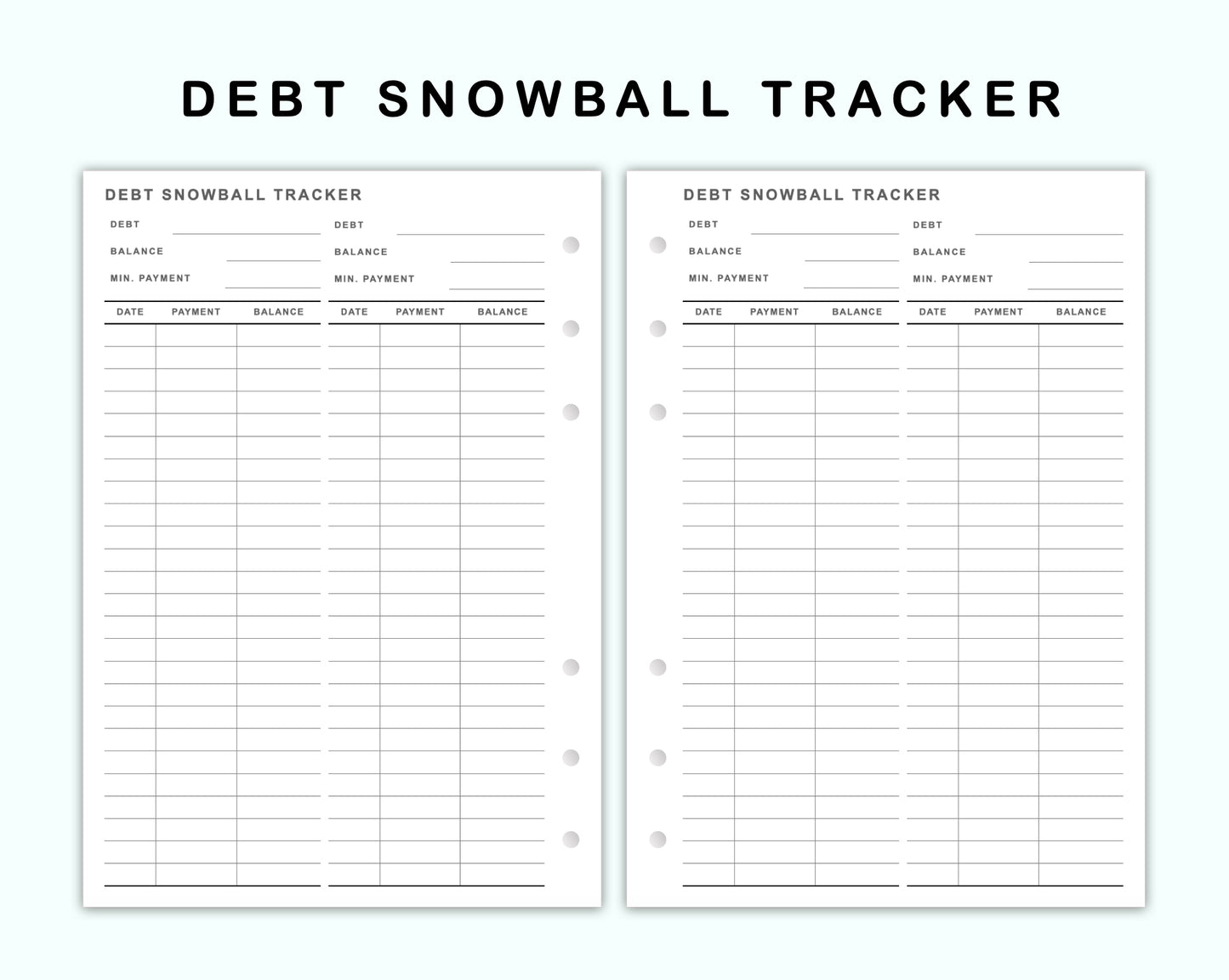 Personal Wide Inserts - Debt Snowball Tracker