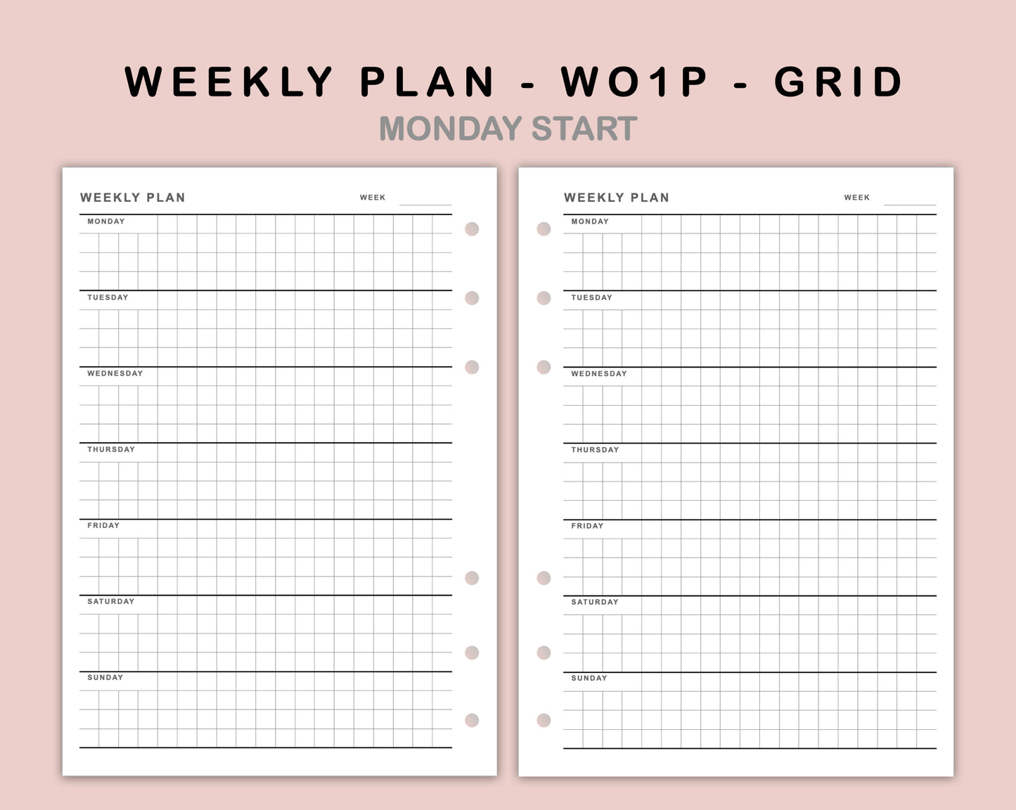 B6 Inserts - Weekly Plan - WO1P - Grid