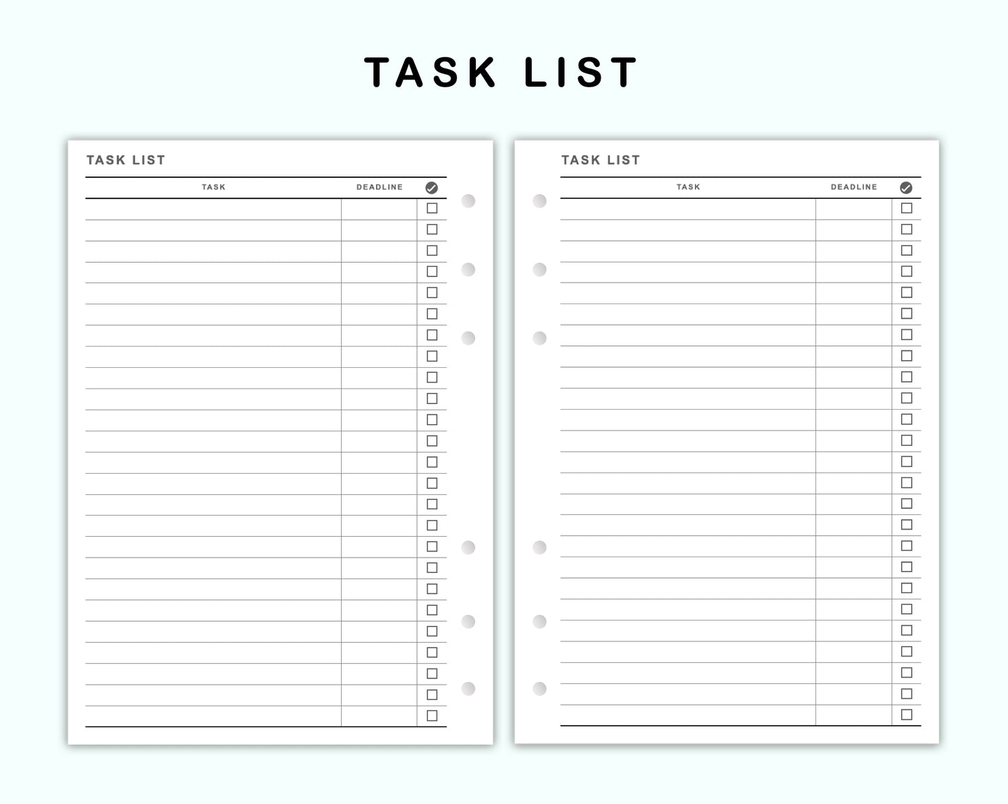 Personal Wide Inserts - Task List