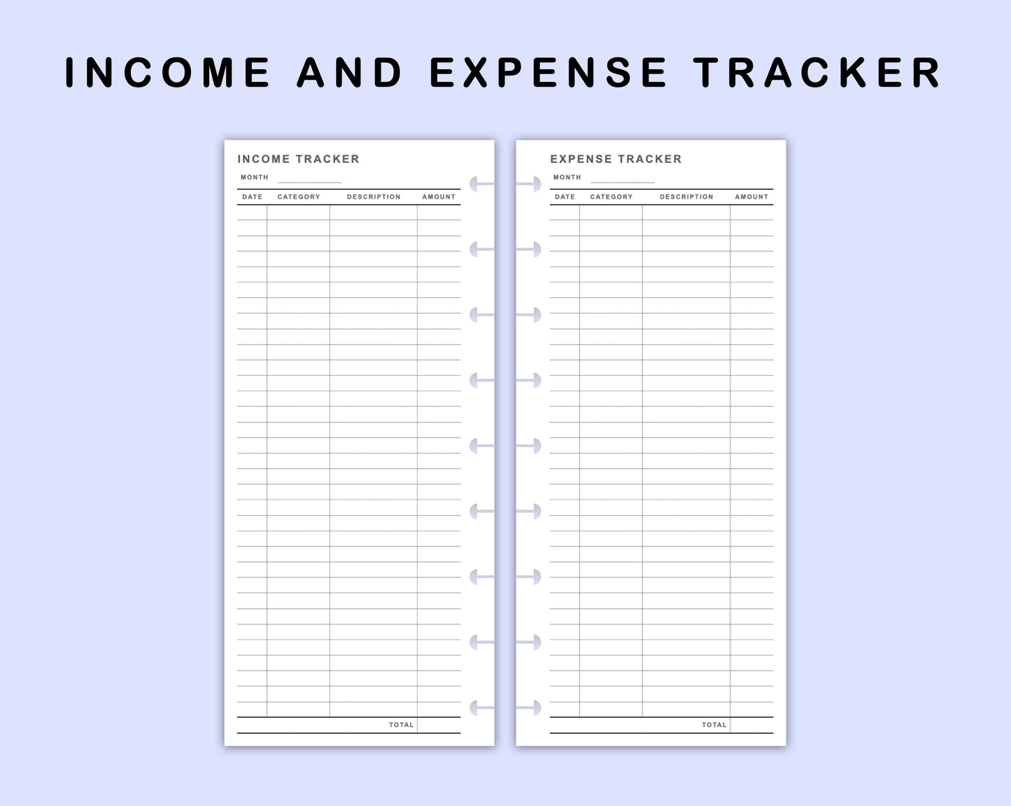 Skinny Classic HP Inserts - Income and Expense Tracker