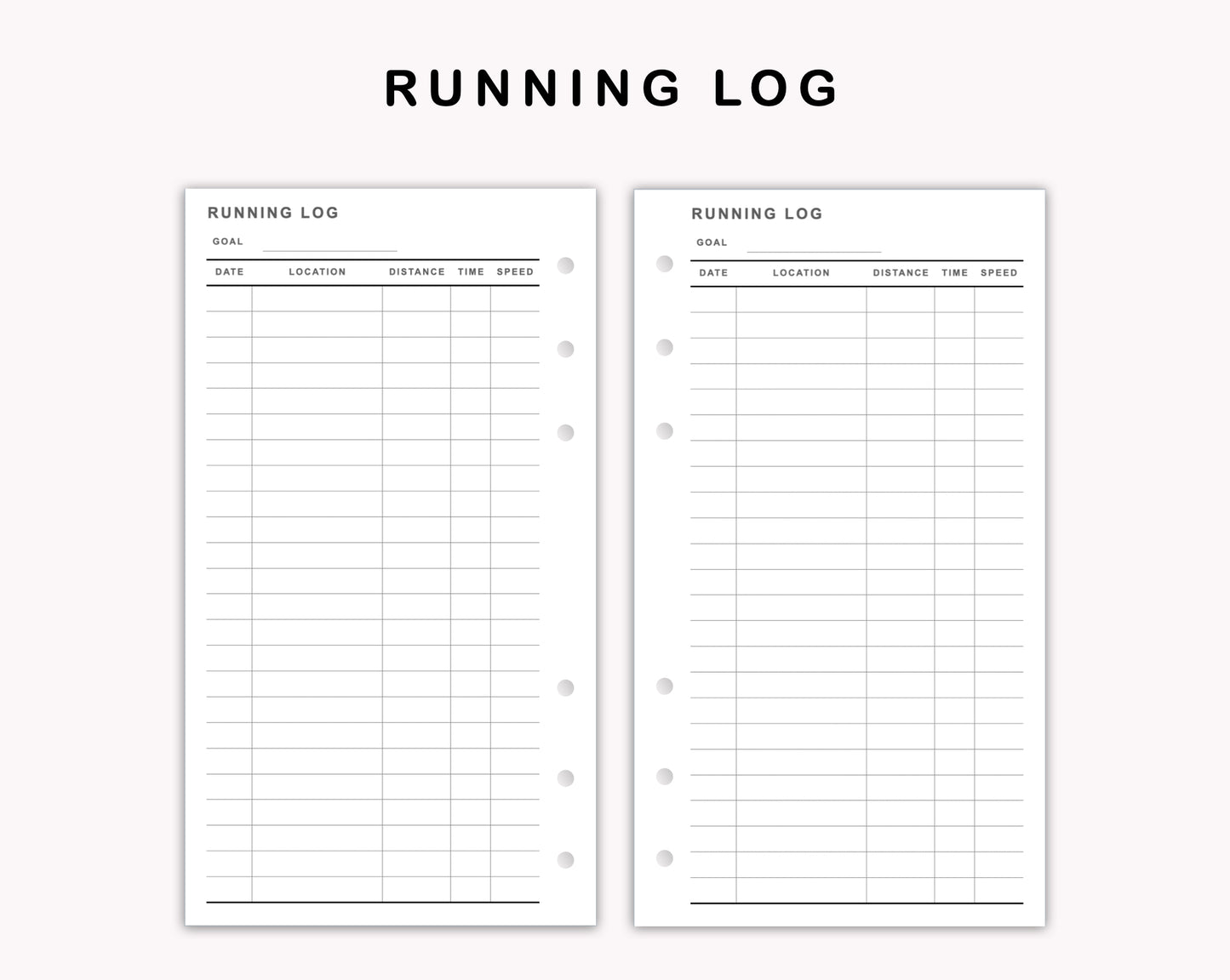 Personal Inserts - Running Log