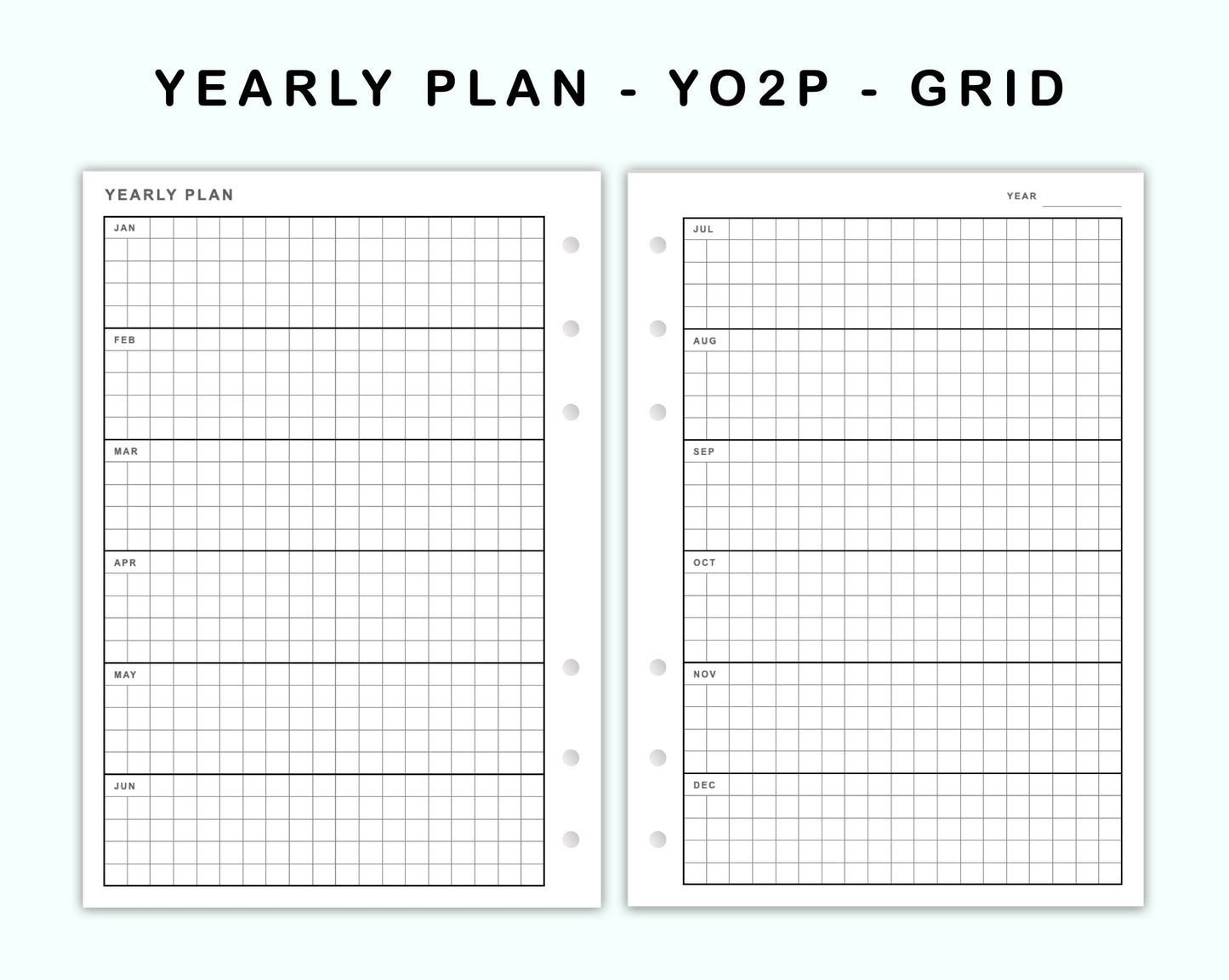 Personal Wide Inserts - Yearly Plan - YO2P - Grid