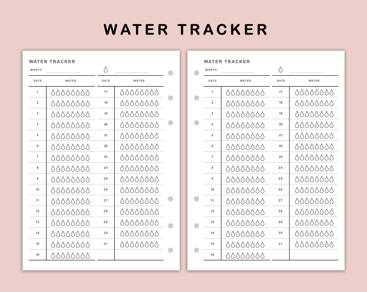 B6 Inserts - Water Tracker