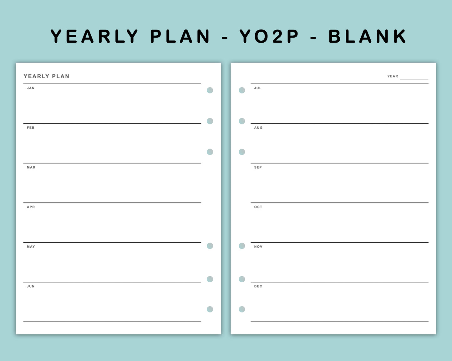B6 Wide Inserts - Yearly Plan - YO2P - Blank