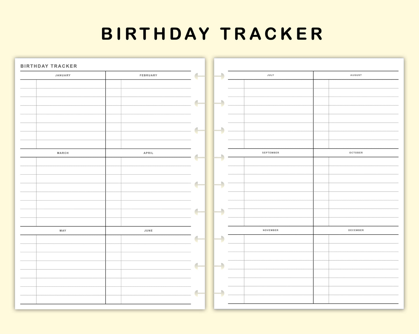 Classic HP Inserts - Birthday Tracker