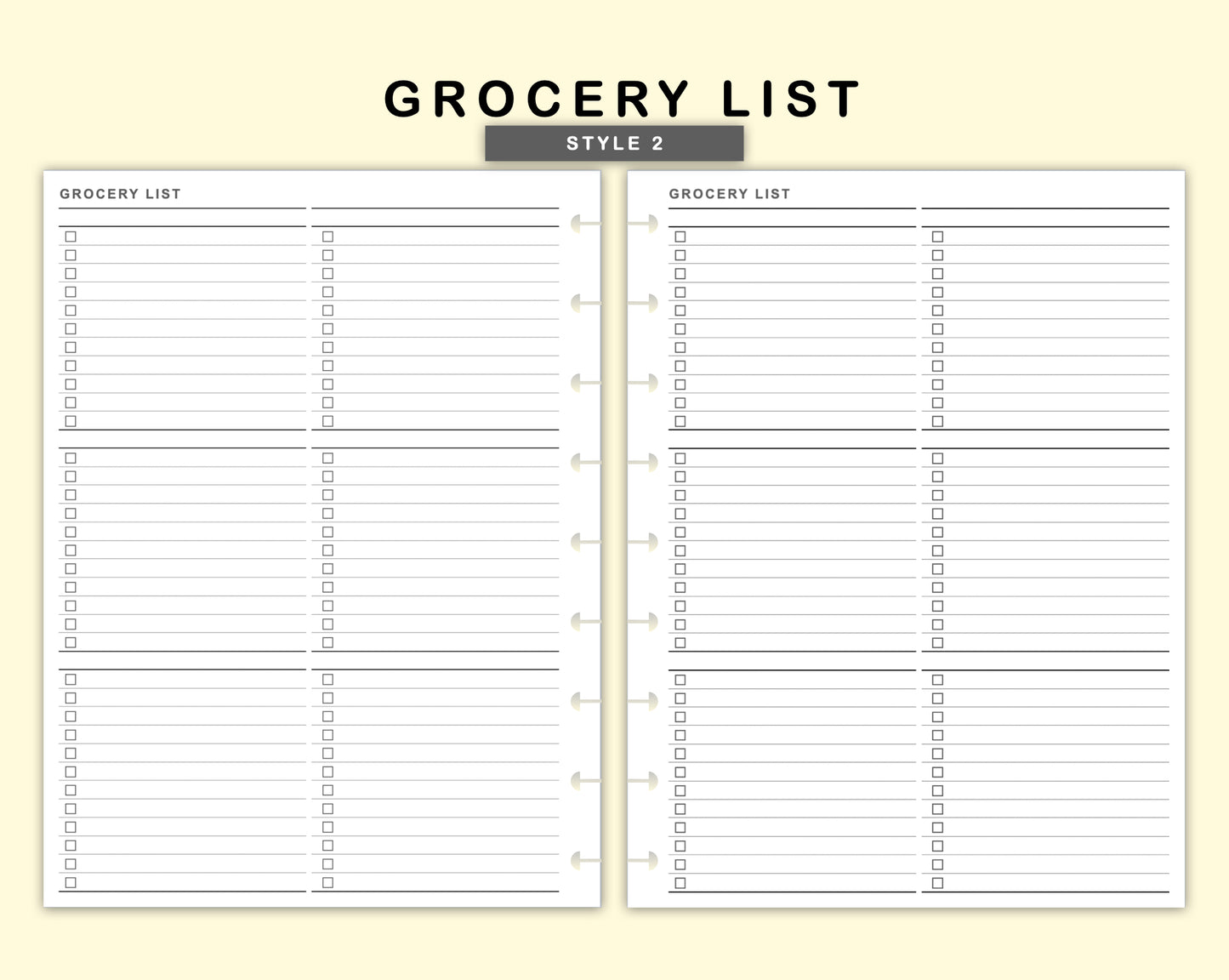 Classic HP Inserts - Grocery List