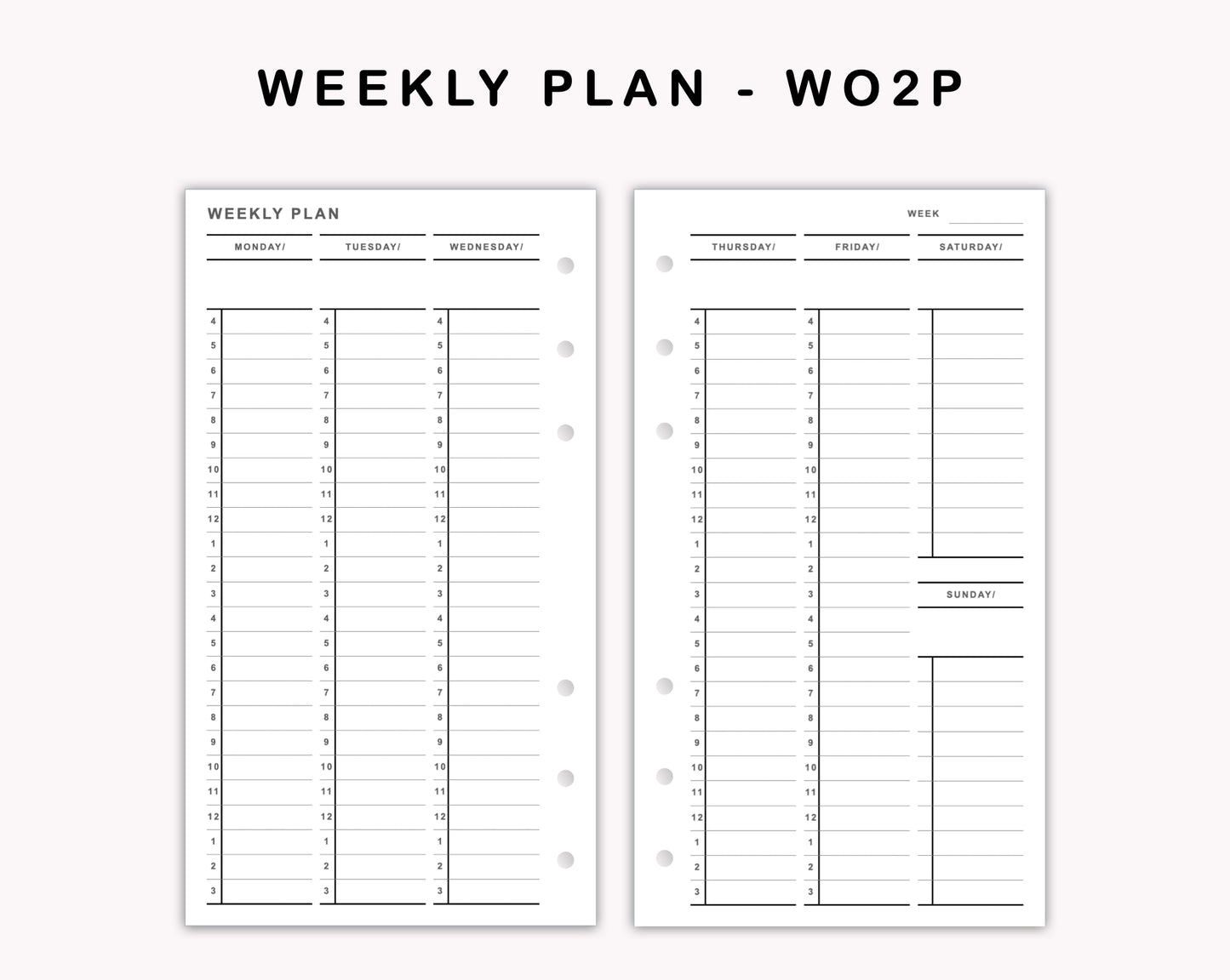 Personal Inserts - Weekly Plan - Vertical