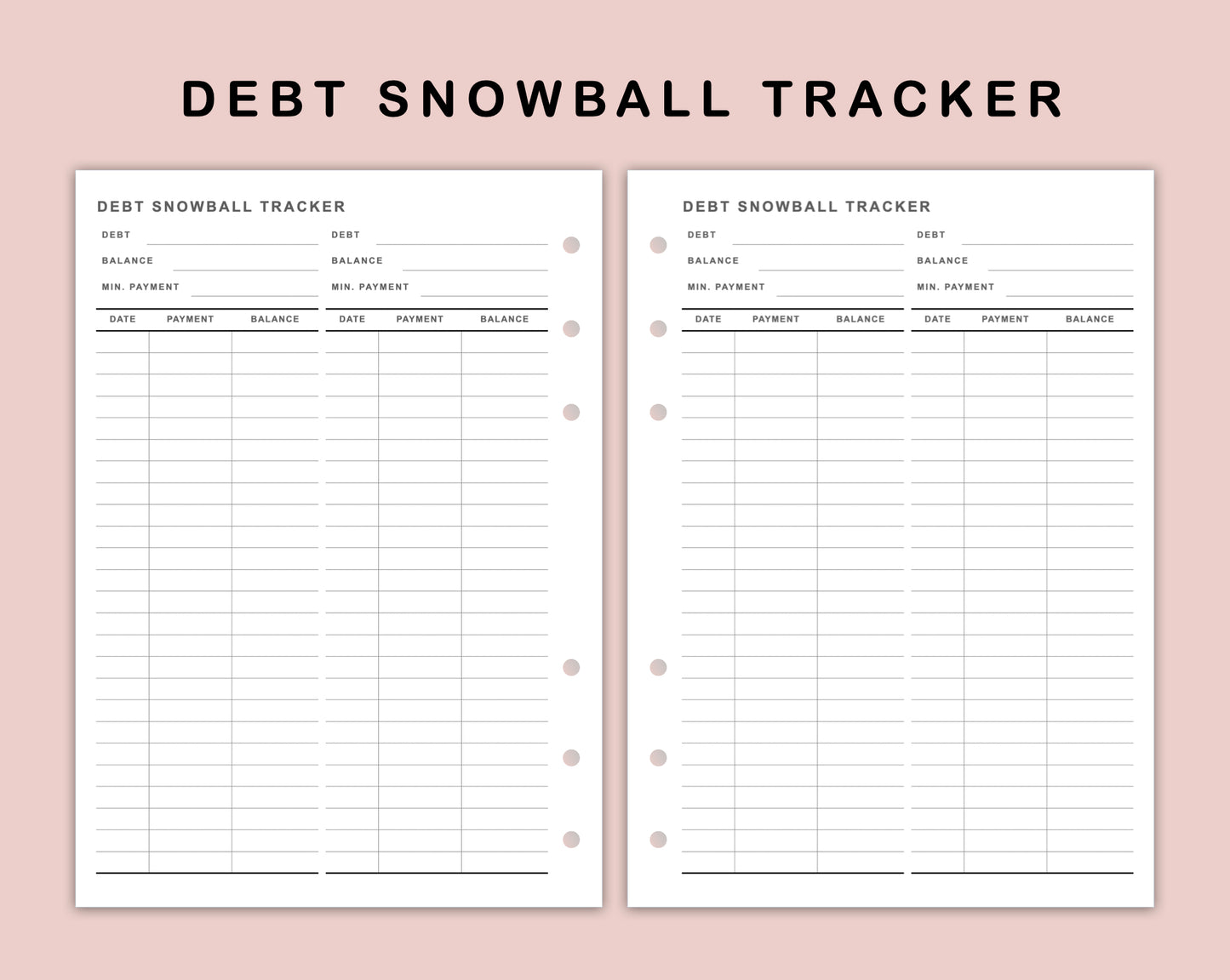 B6 Inserts - Debt Snowball Tracker