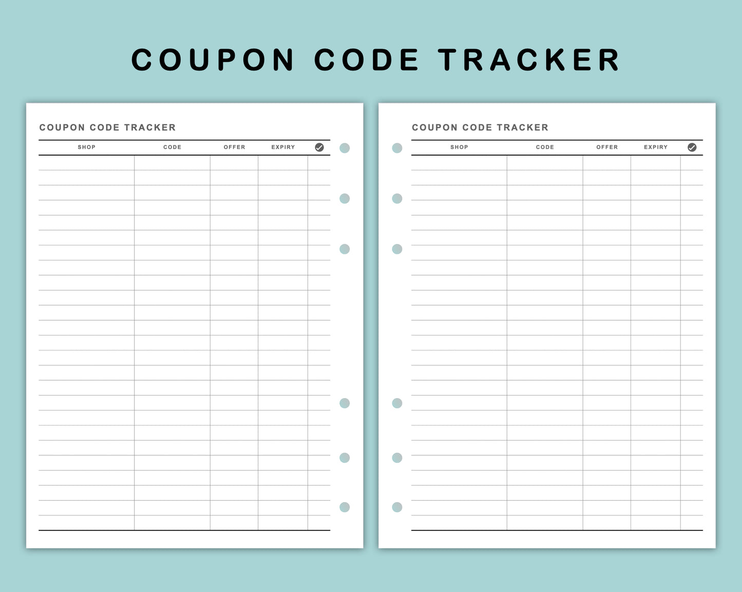 B6 Wide Inserts - Coupon Code Tracker
