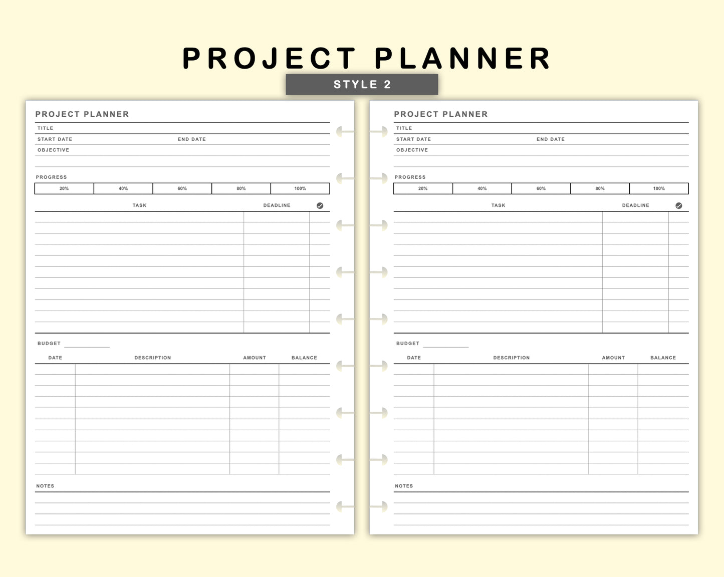 Classic HP Inserts - Project Planner