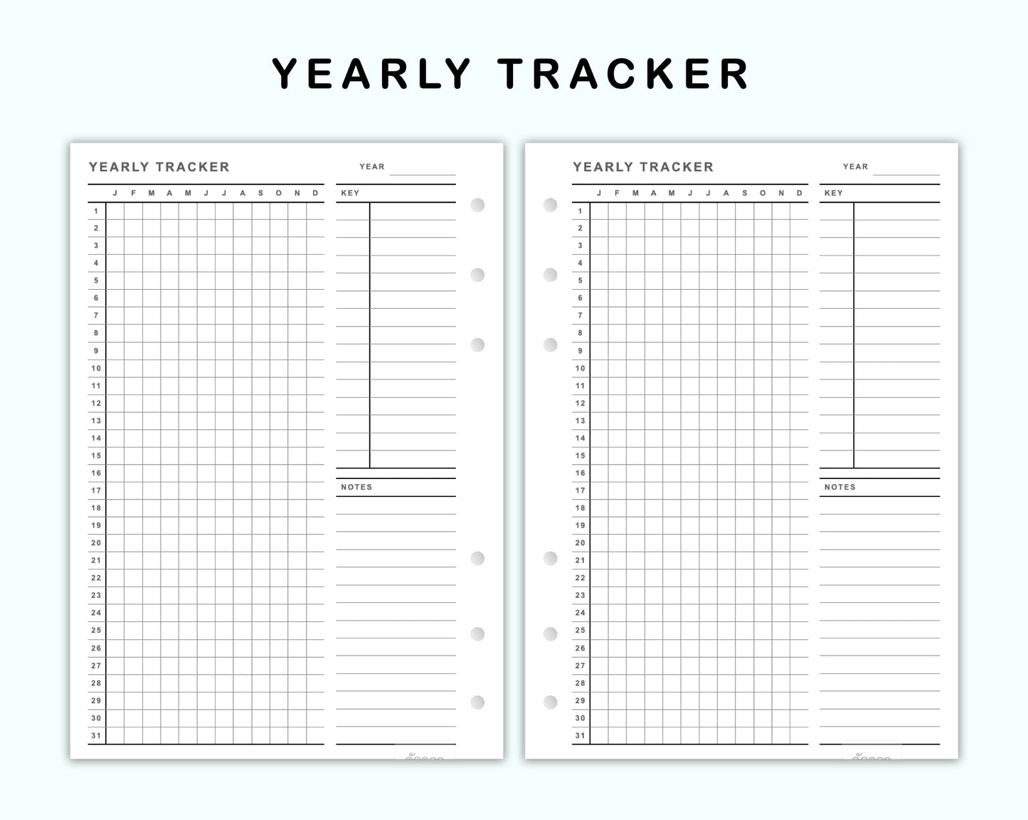 Personal Wide Inserts - Yearly Tracker