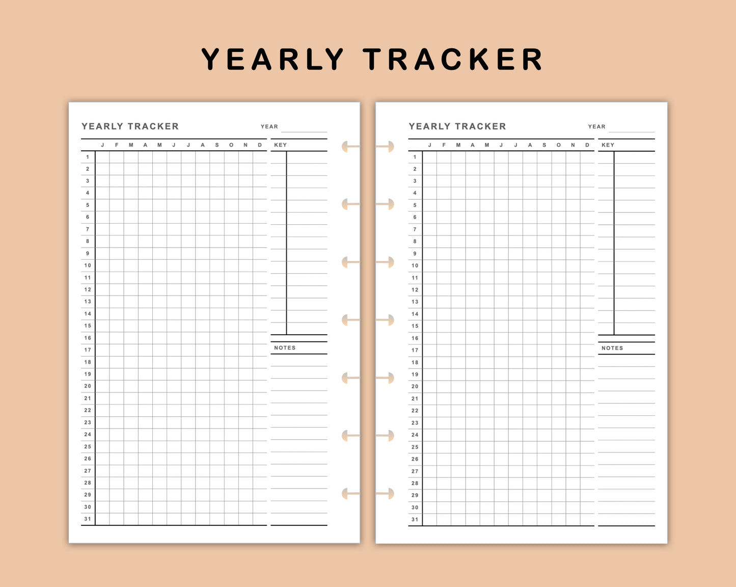 Mini Happy Planner Inserts - Yearly Tracker