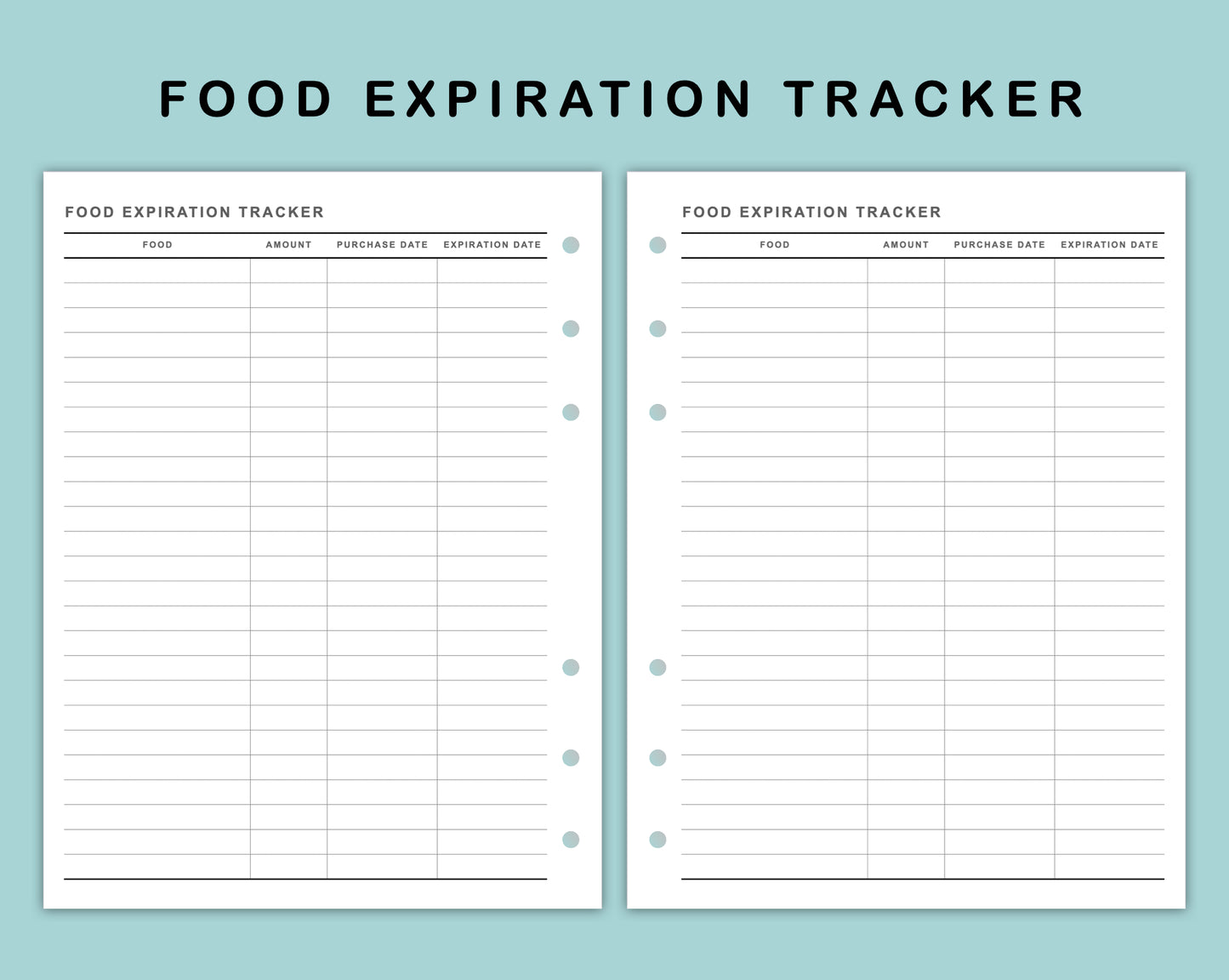 B6 Wide Inserts - Food Expiration Tracker