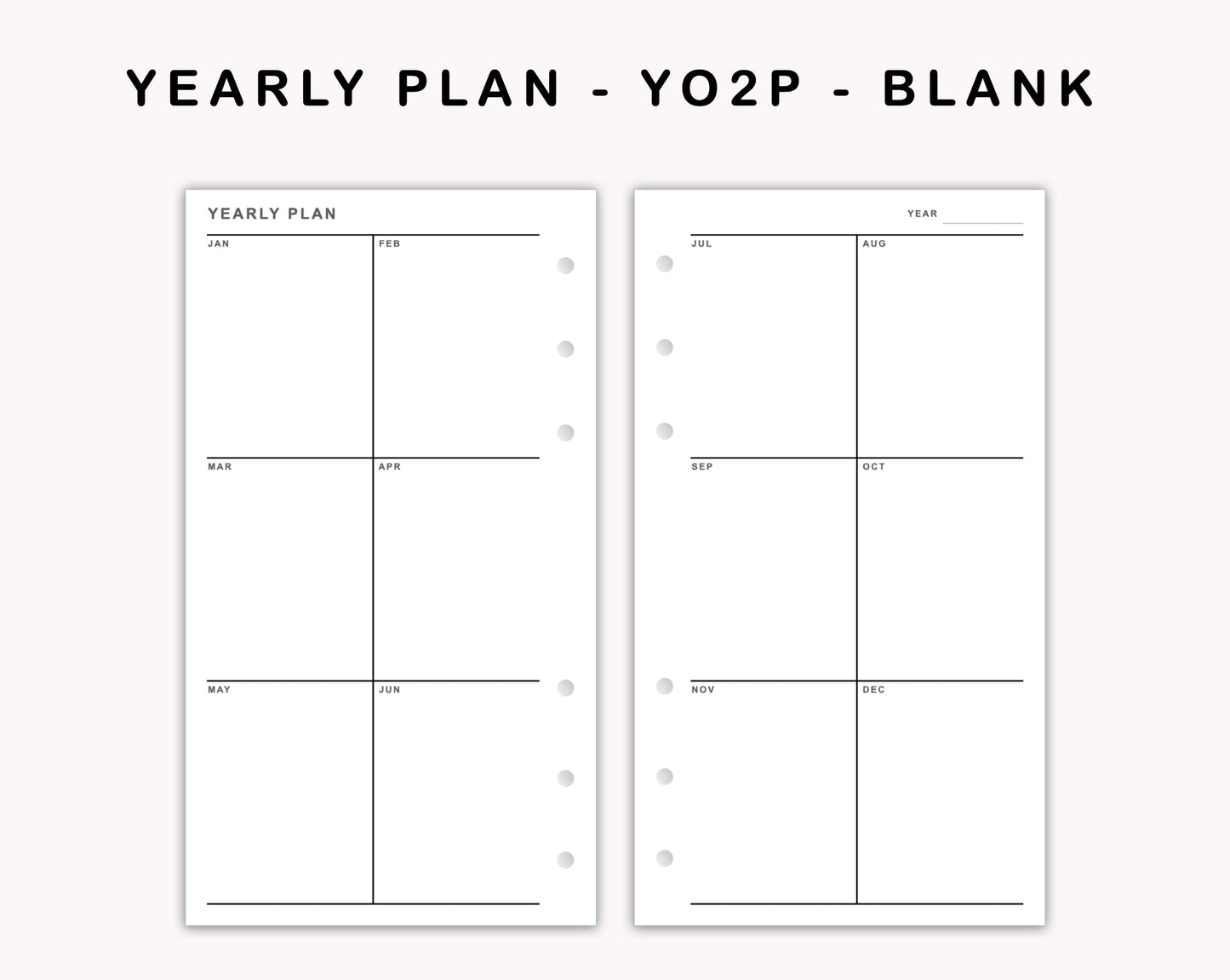 Personal Inserts - Yearly Plan - YO2P - Blank