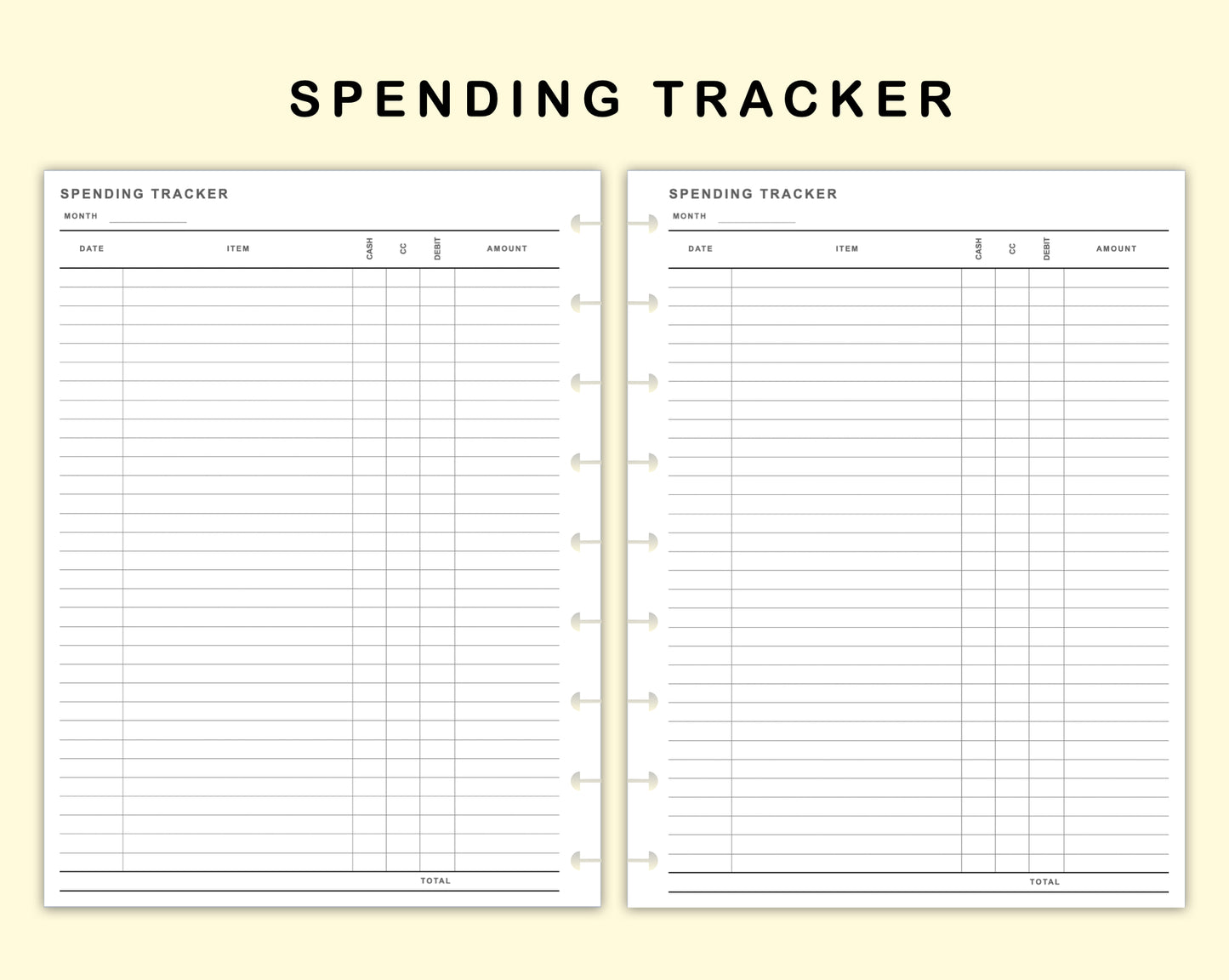 Classic HP Inserts - Spending Tracker