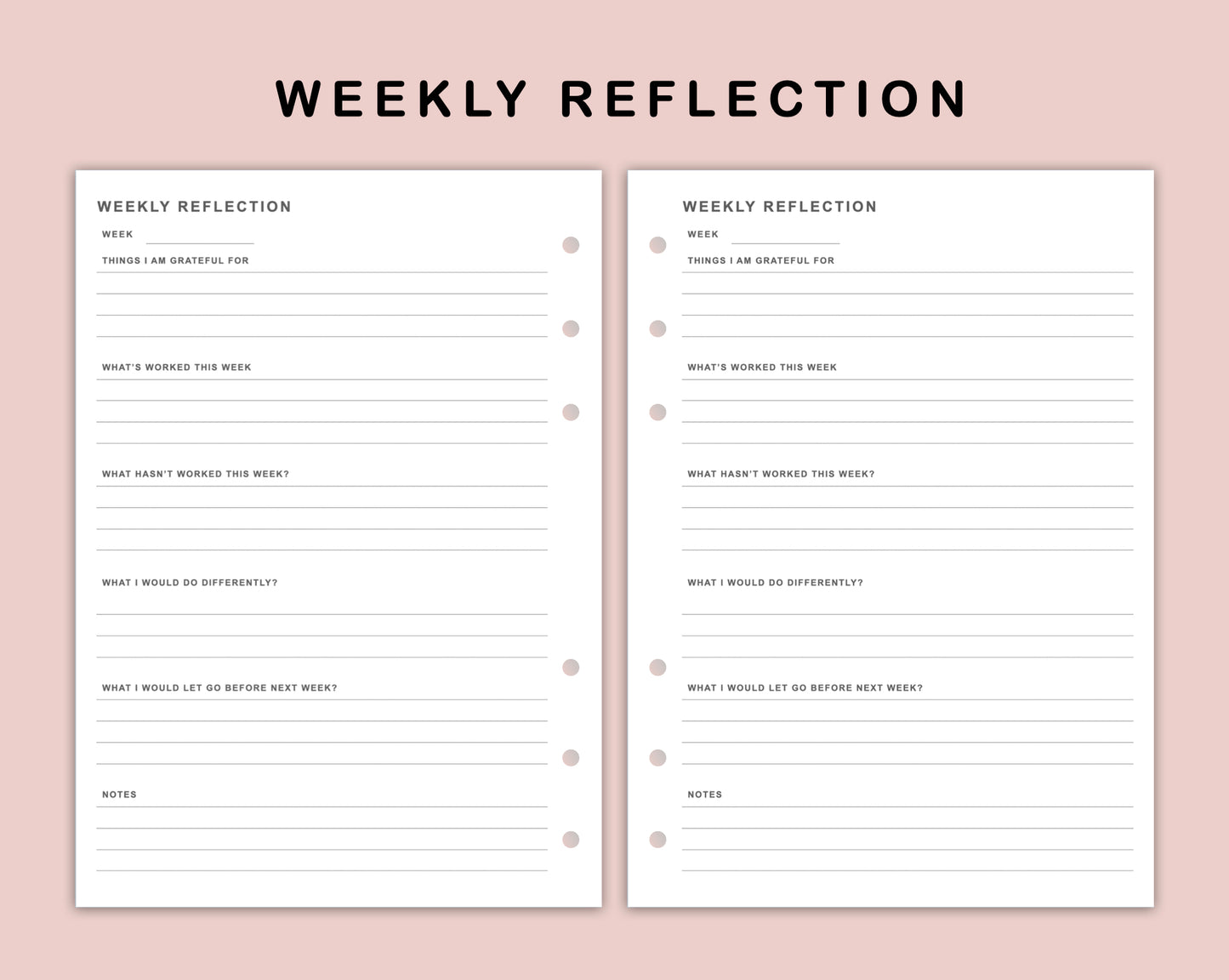 B6 Inserts - Weekly Reflection