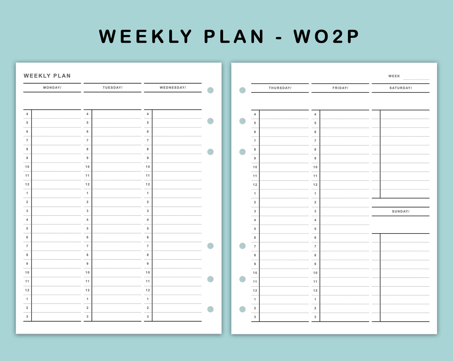 B6 Wide Inserts - Weekly Plan - Vertical