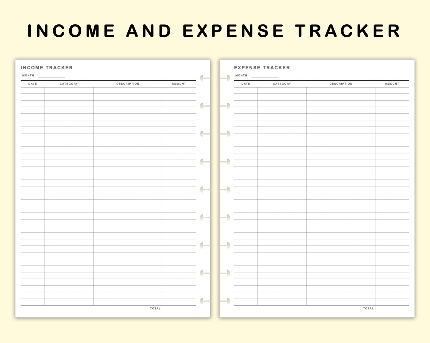 Classic HP Inserts - Income and Expense Tracker