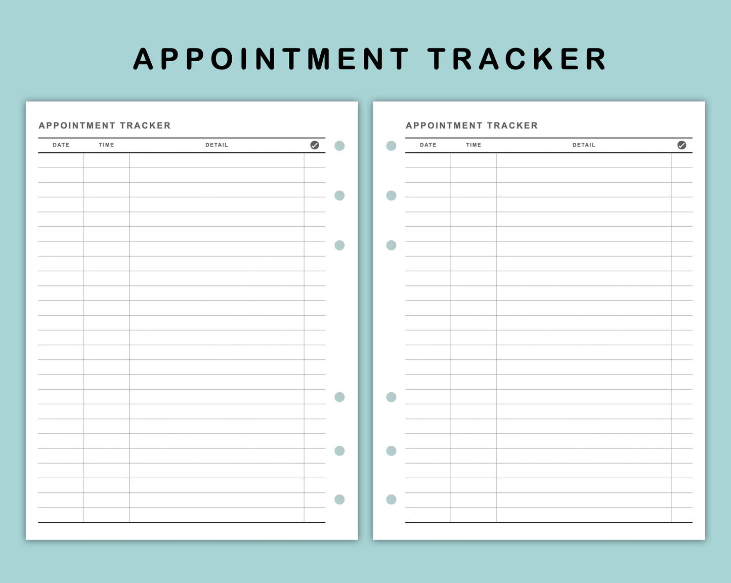 B6 Wide Inserts - Appointment Tracker