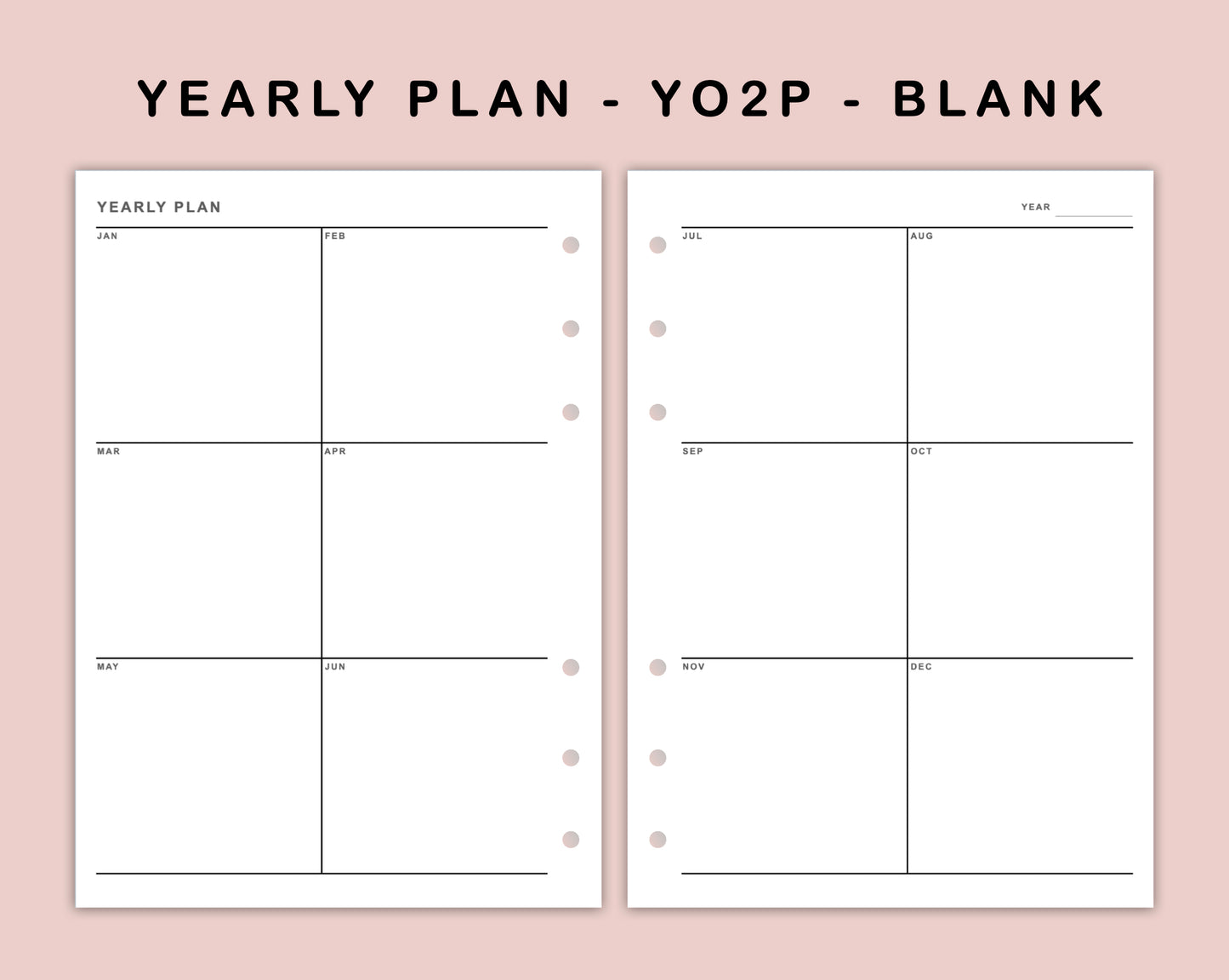 B6 Inserts - Yearly Plan - YO2P - Blank