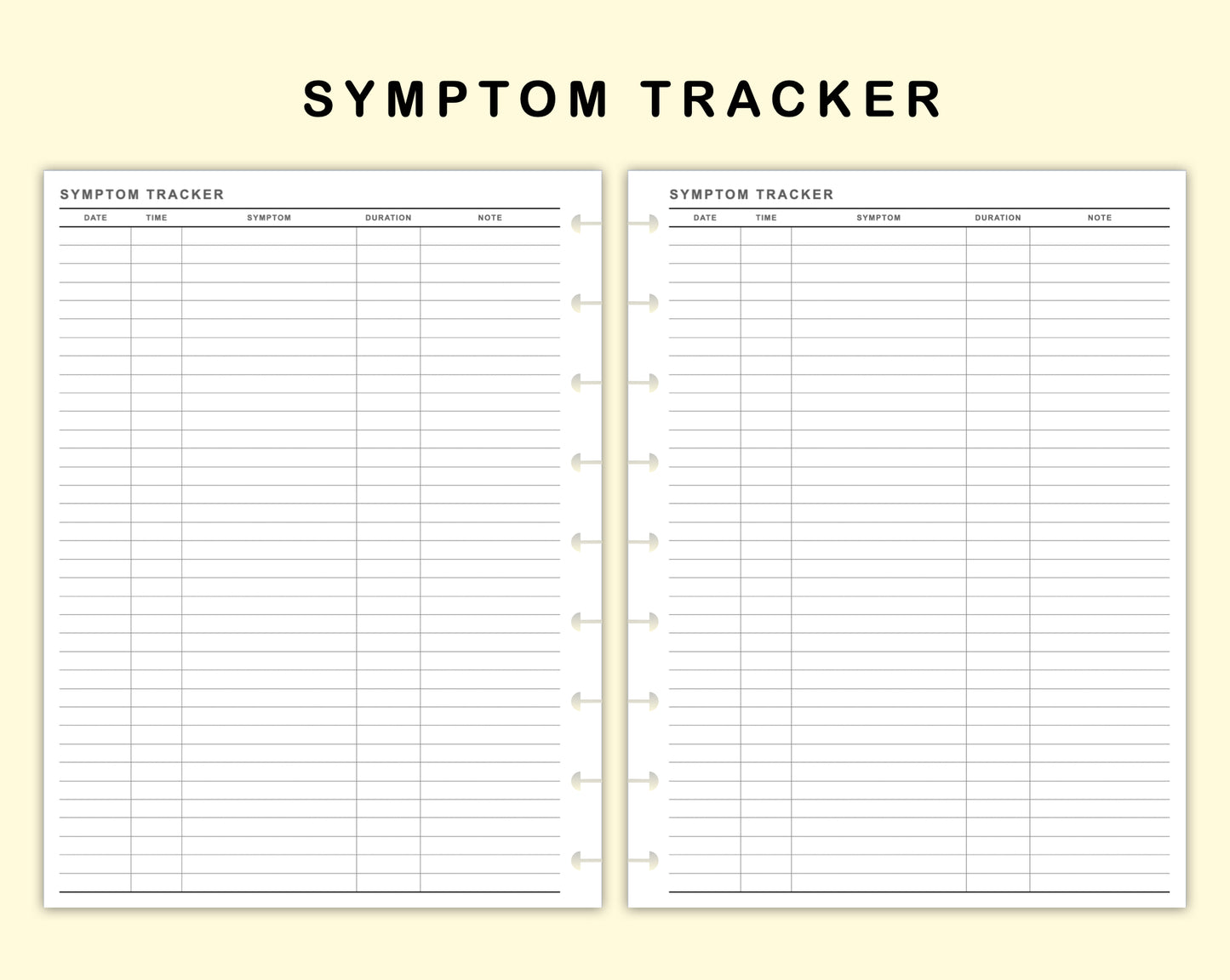 Classic HP Inserts - Symptom Tracker