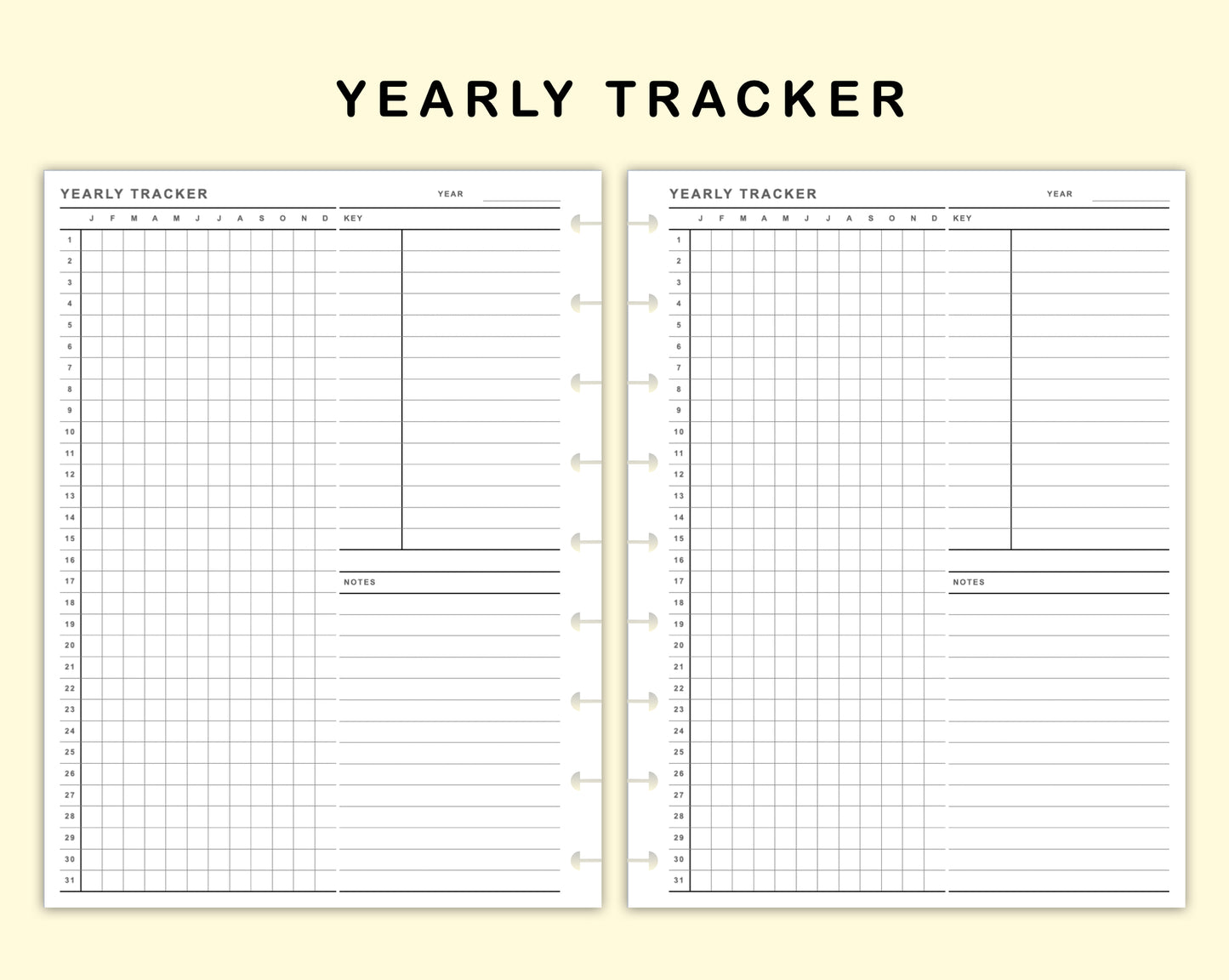 Classic HP Inserts - Yearly Tracker