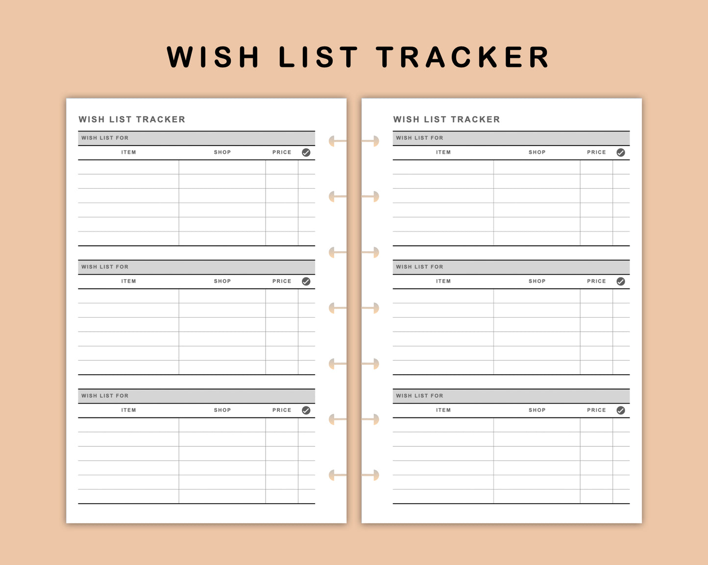 Mini Happy Planner Inserts - Wish List Tracker by Wish List For
