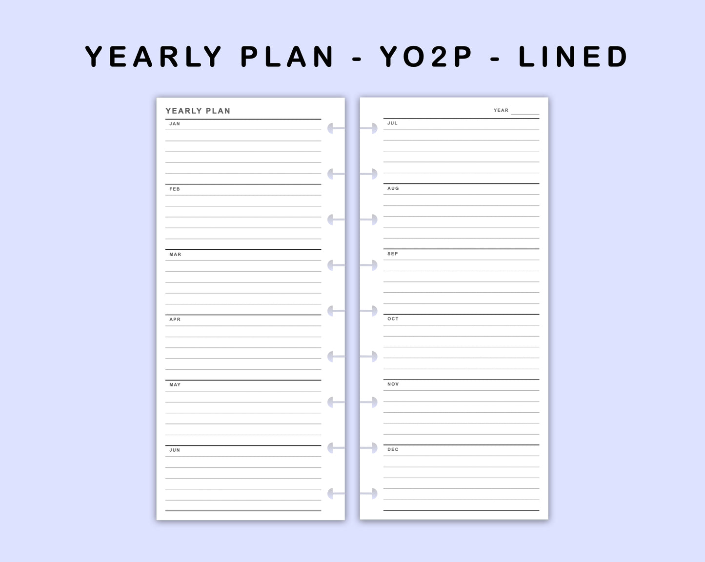 Skinny Classic HP Inserts - Yearly Plan - YO2P - Lined