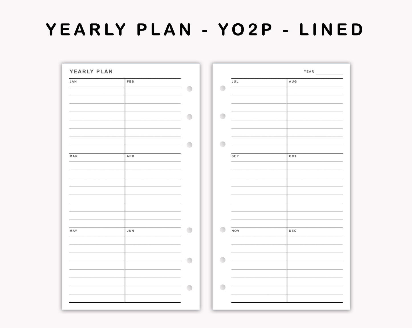 Personal Inserts - Yearly Plan - YO2P - Lined