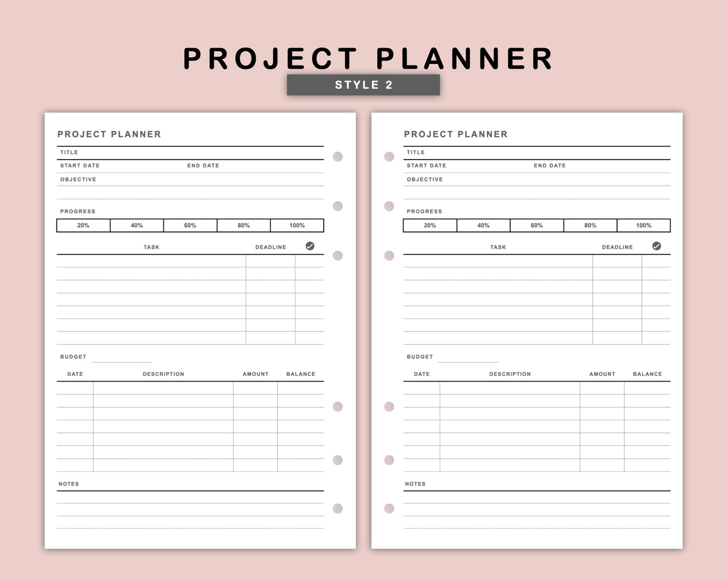 B6 Inserts - Project Planner