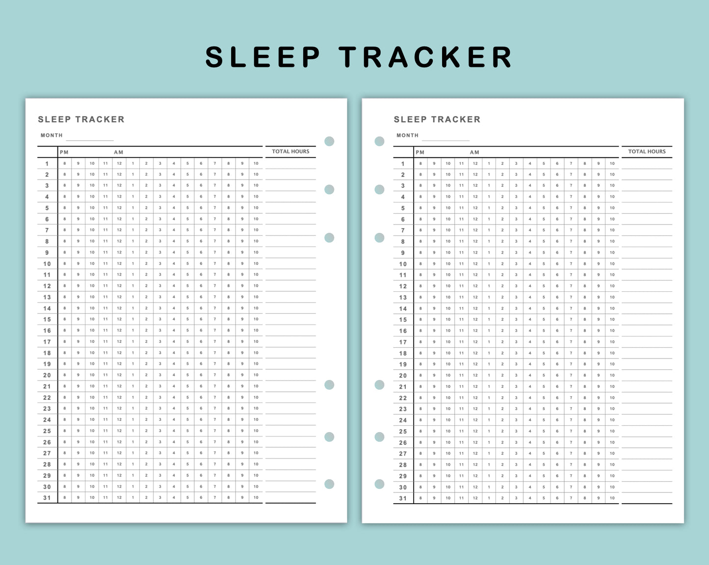 B6 Wide Inserts - Sleep Tracker