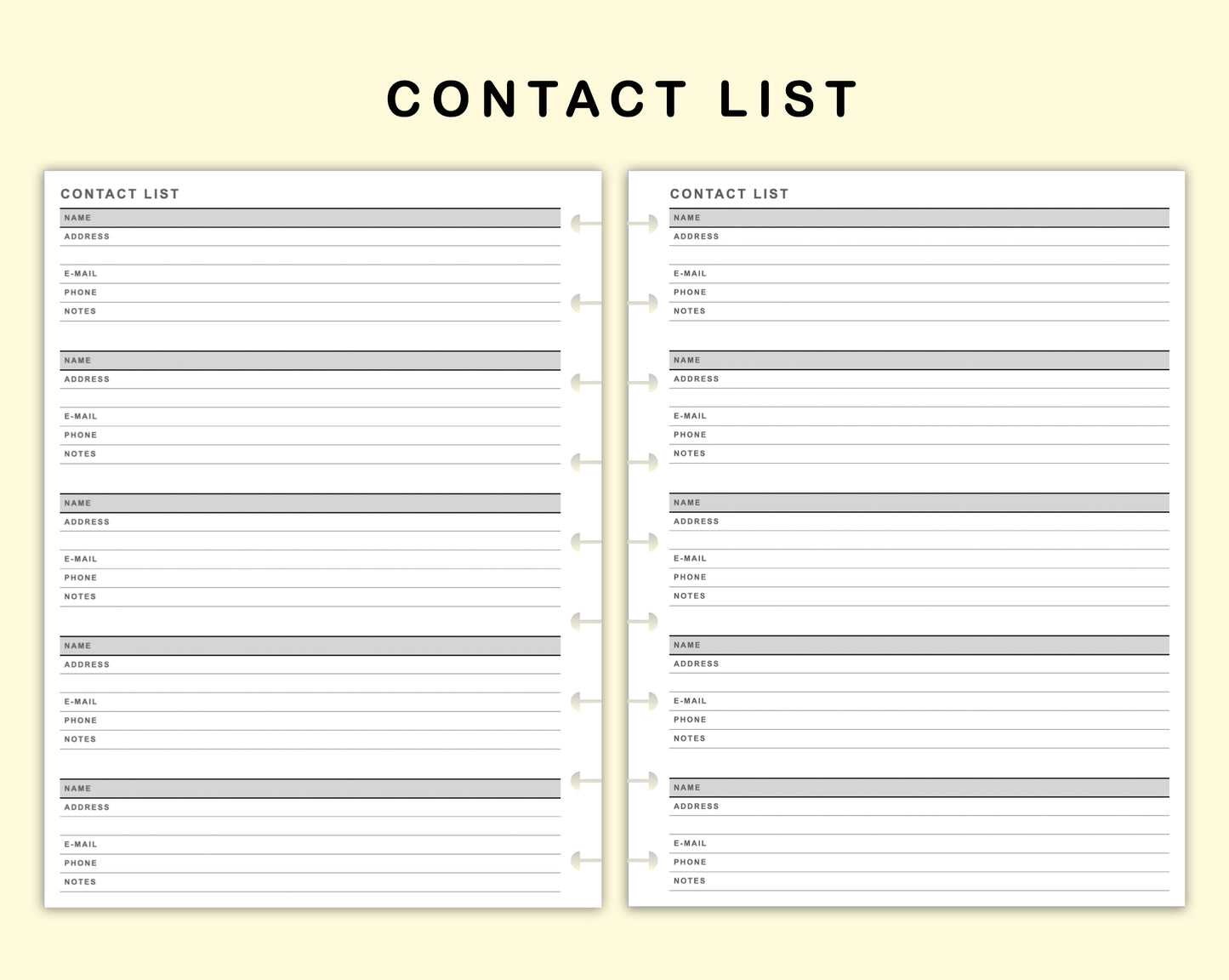 Classic HP Inserts - Contact List