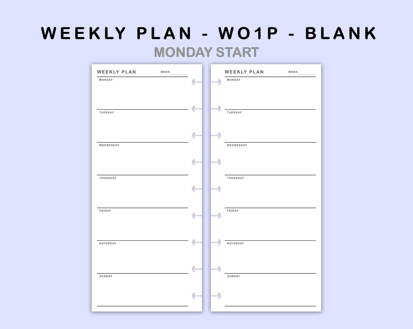 Skinny Classic HP Inserts - Weekly Plan - WO1P - Blank