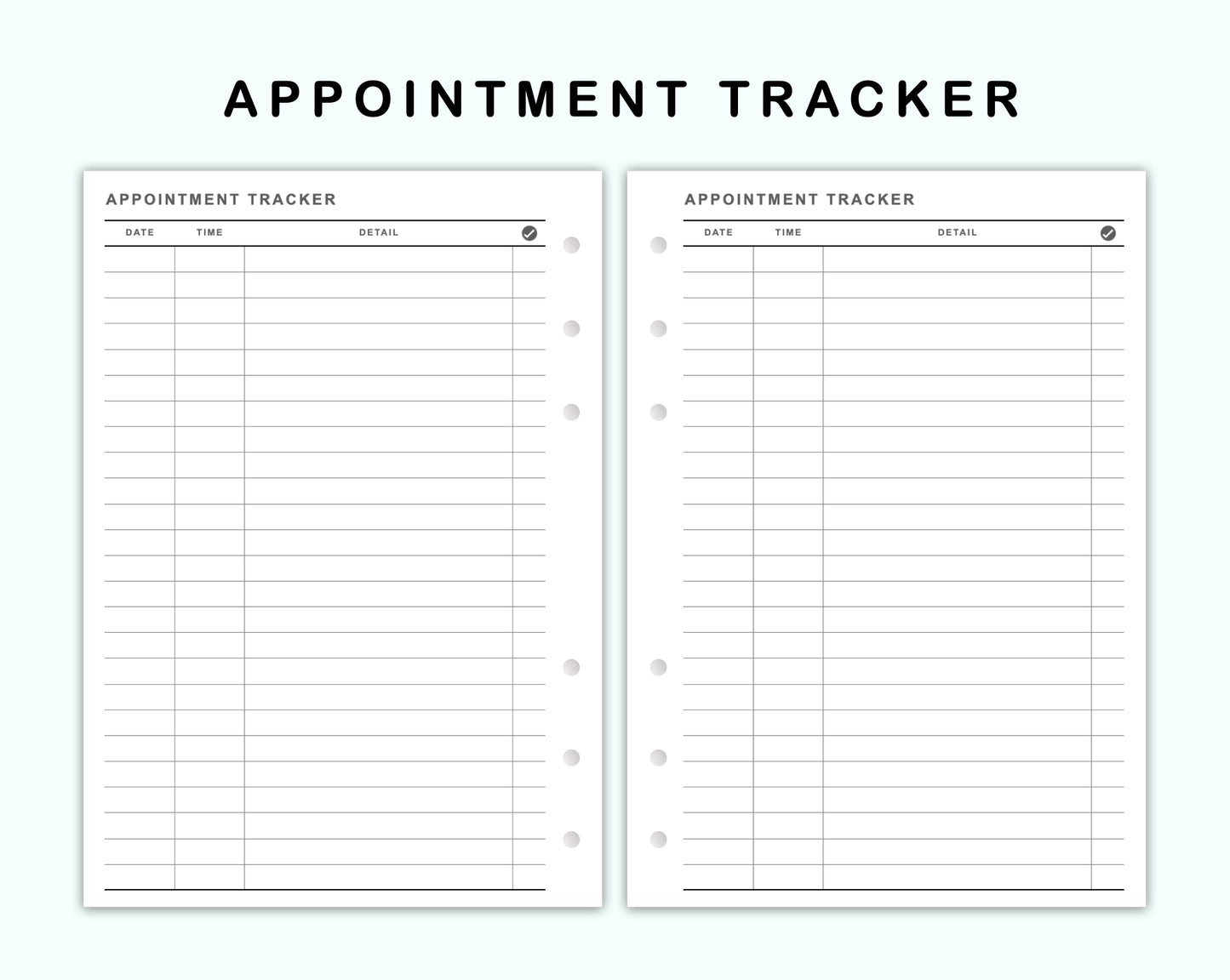 Personal Wide Inserts - Appointment Tracker