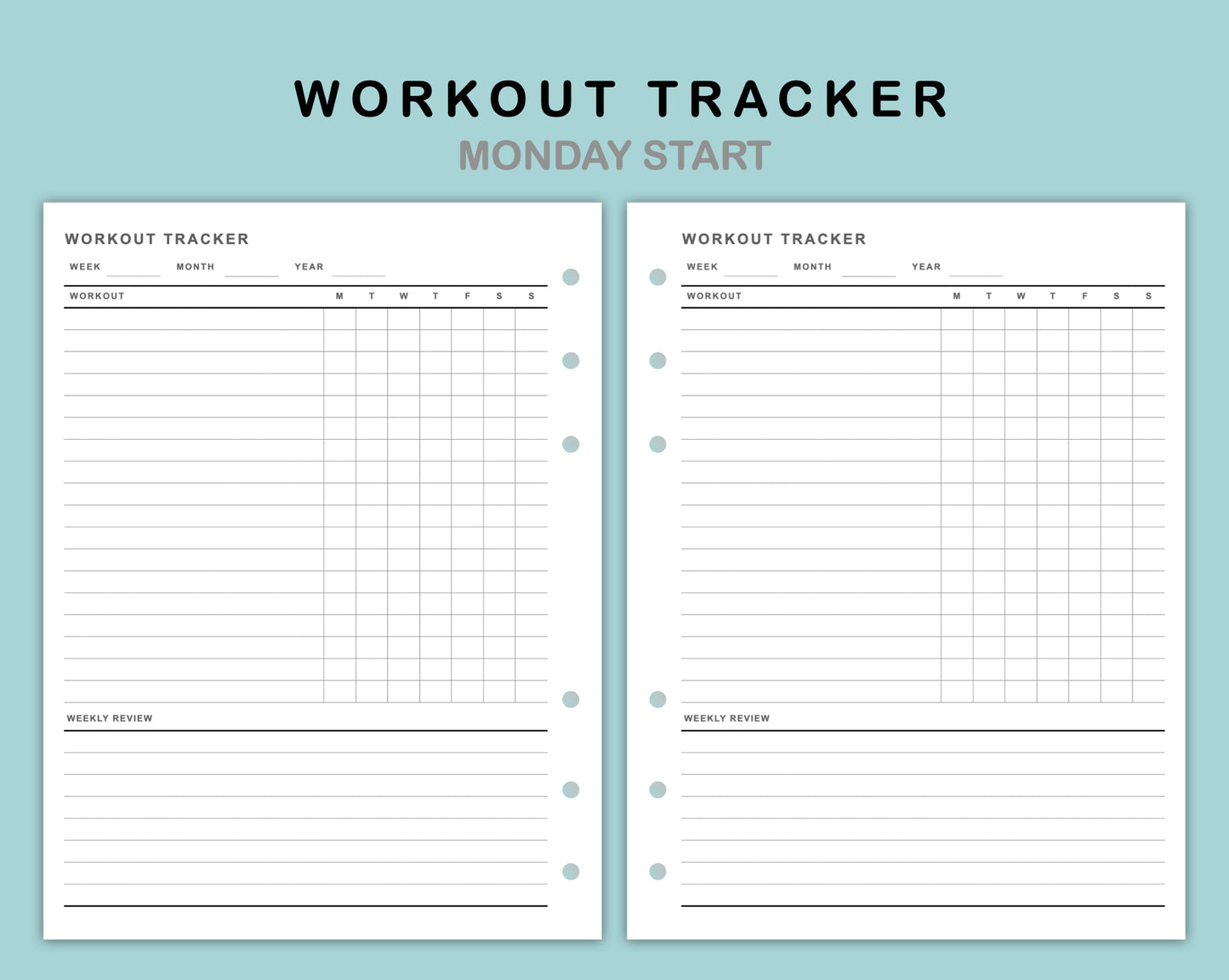 B6 Wide Inserts - Workout Tracker