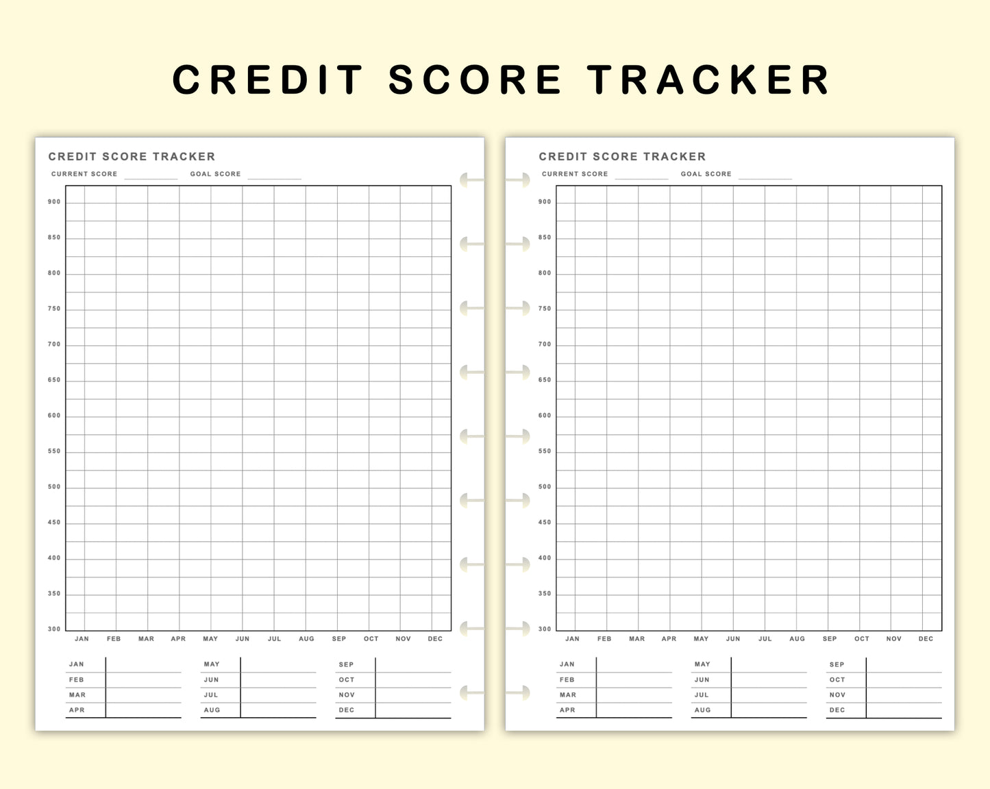 Classic HP Inserts - Credit Score Tracker