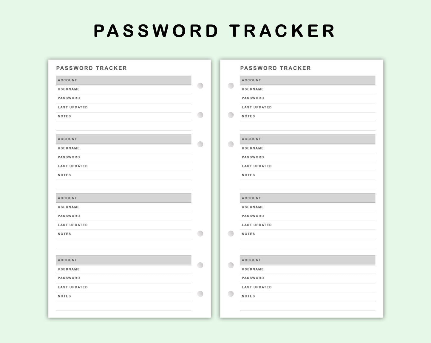 FC Compact Inserts - Password Tracker