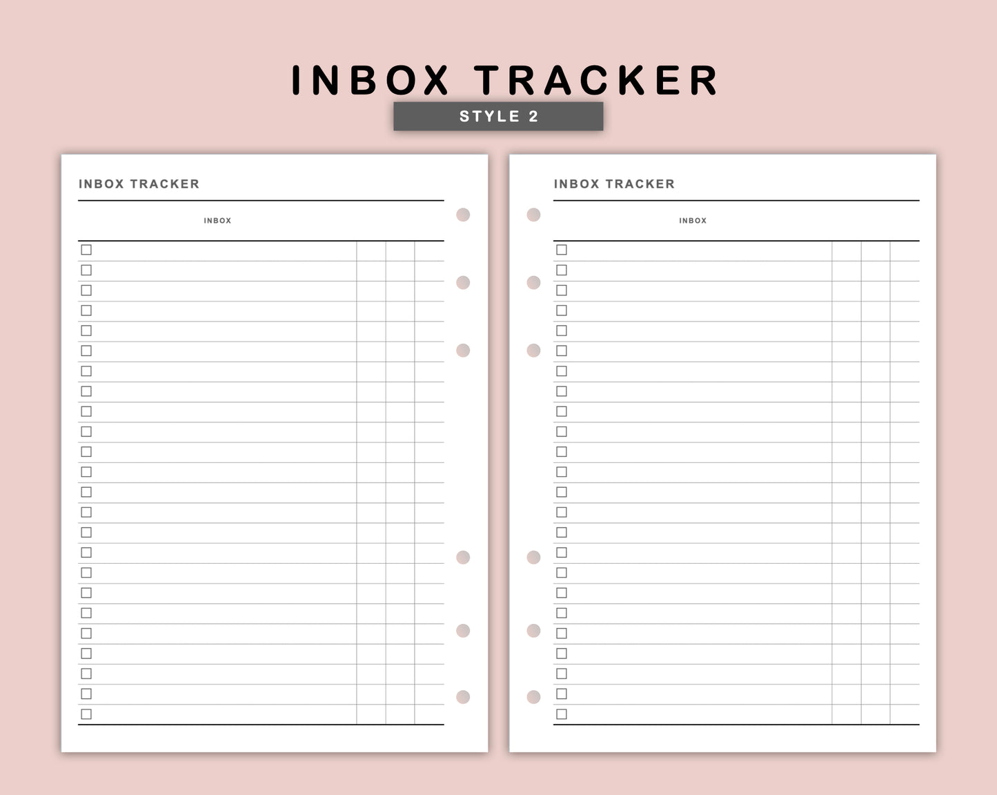 B6 Inserts - Inbox Tracker