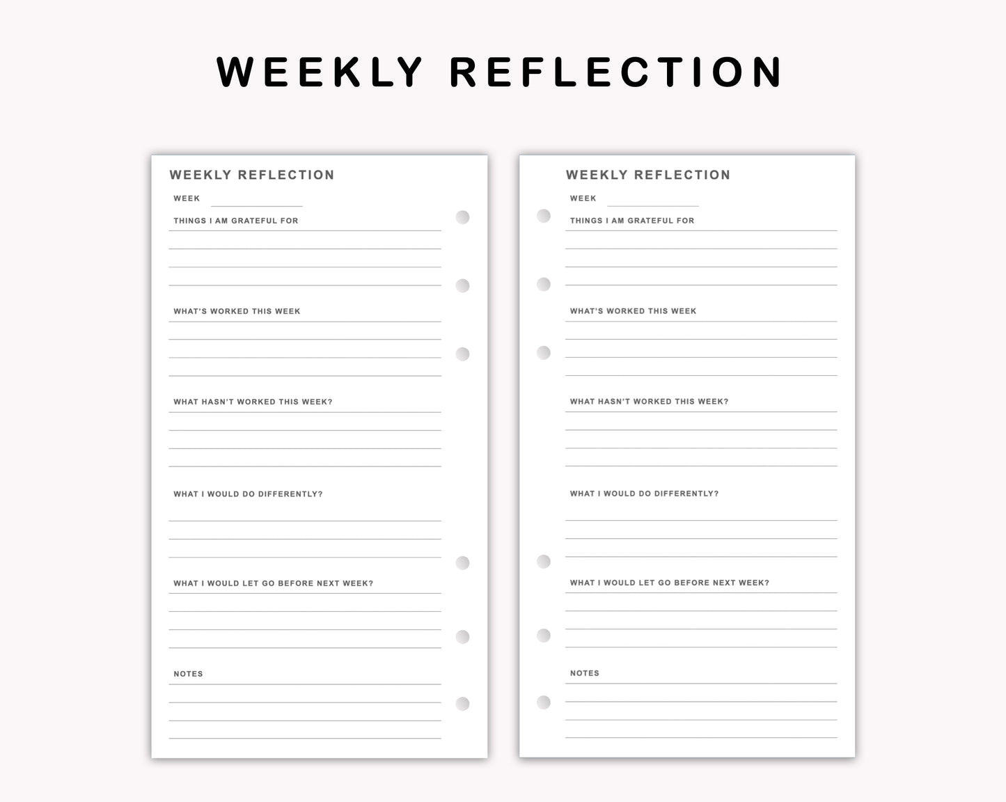 Personal Inserts - Weekly Reflection