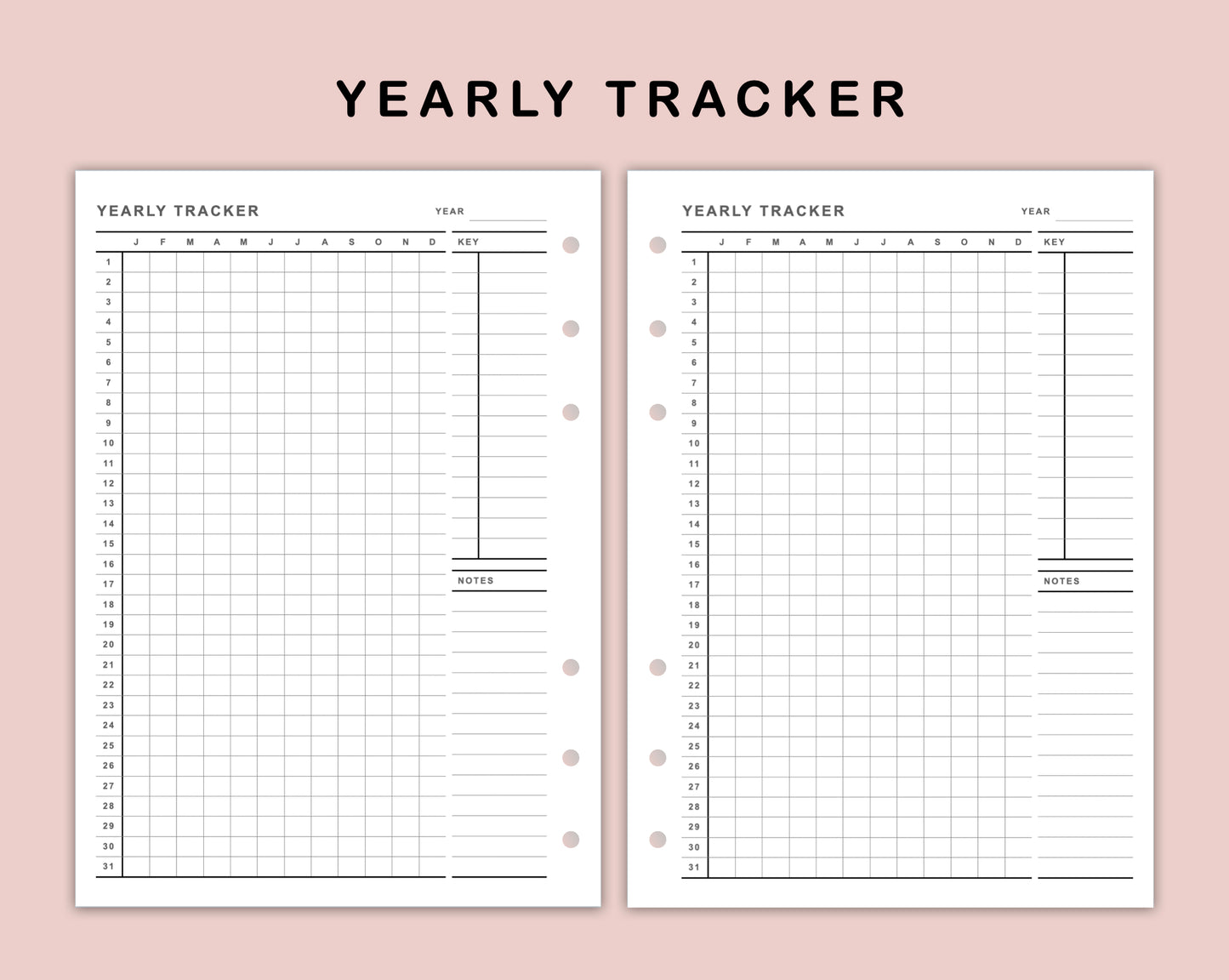 B6 Inserts - Yearly Tracker