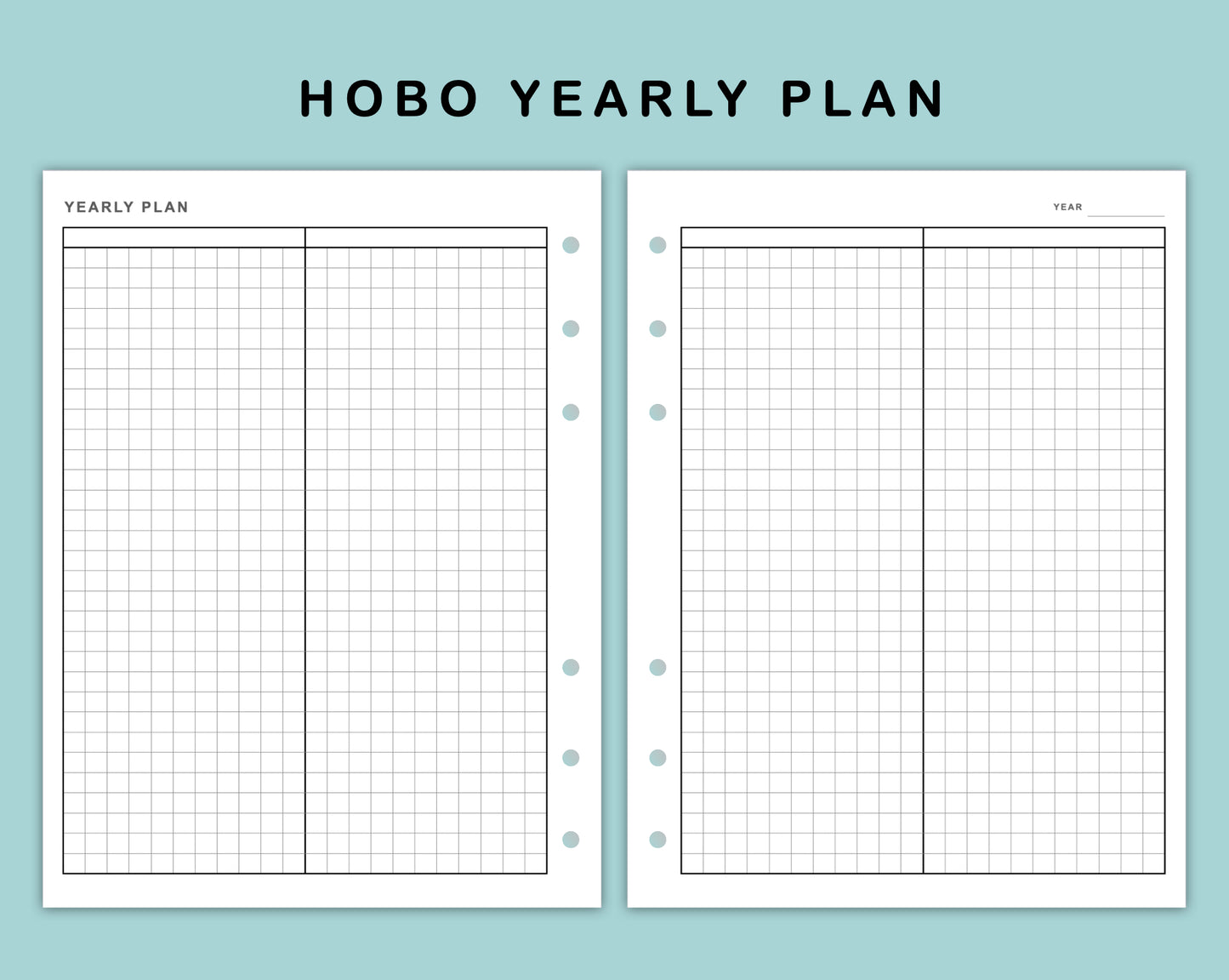 B6 Wide Inserts - Yearly Plan - Hobonichi