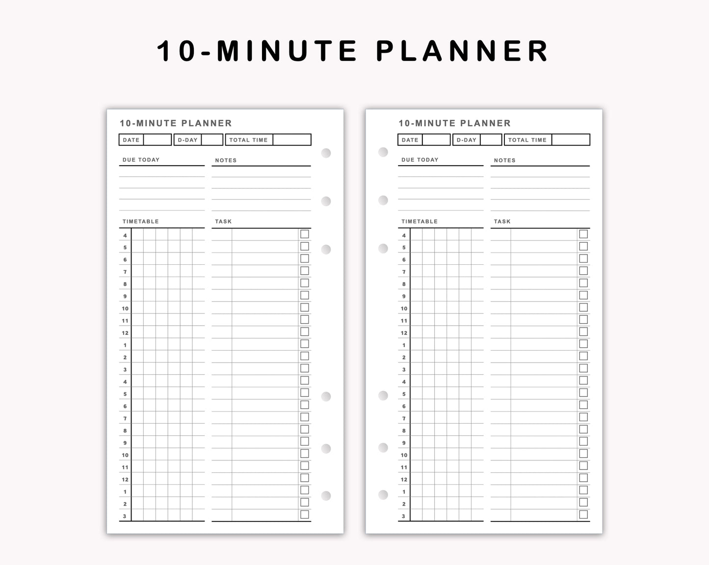 Personal Inserts - 10 Minute Tracker