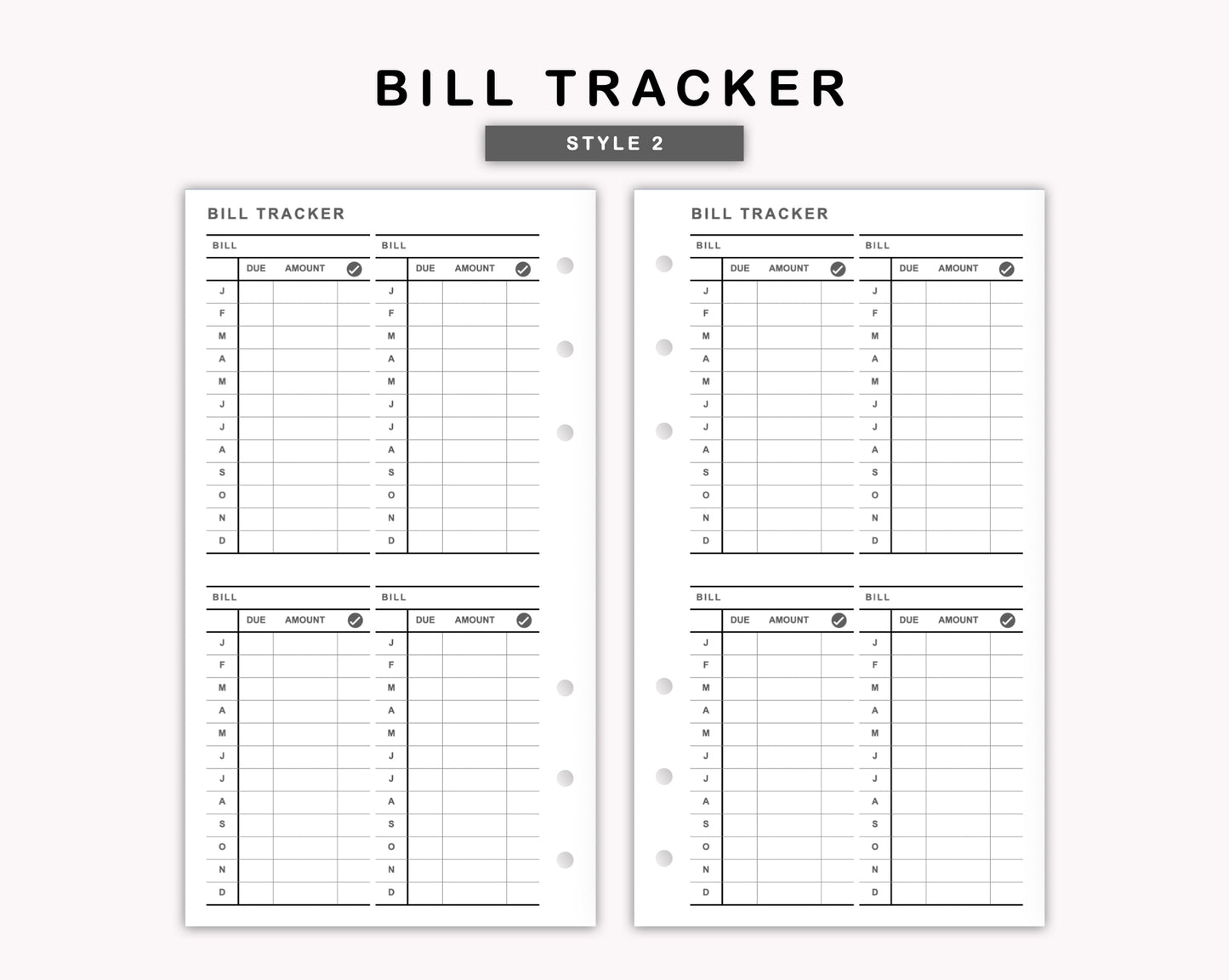 Personal Inserts - Bill Tracker