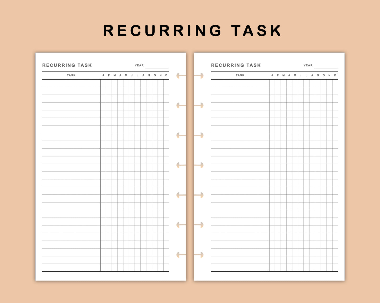 Mini Happy Planner Inserts - Recurring Task
