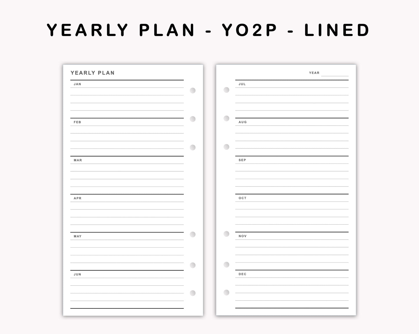 Personal Inserts - Yearly Plan - YO2P - Lined