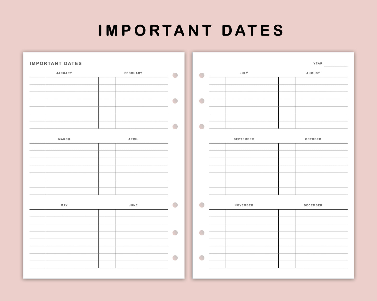 B6 Inserts - Importanat Dates