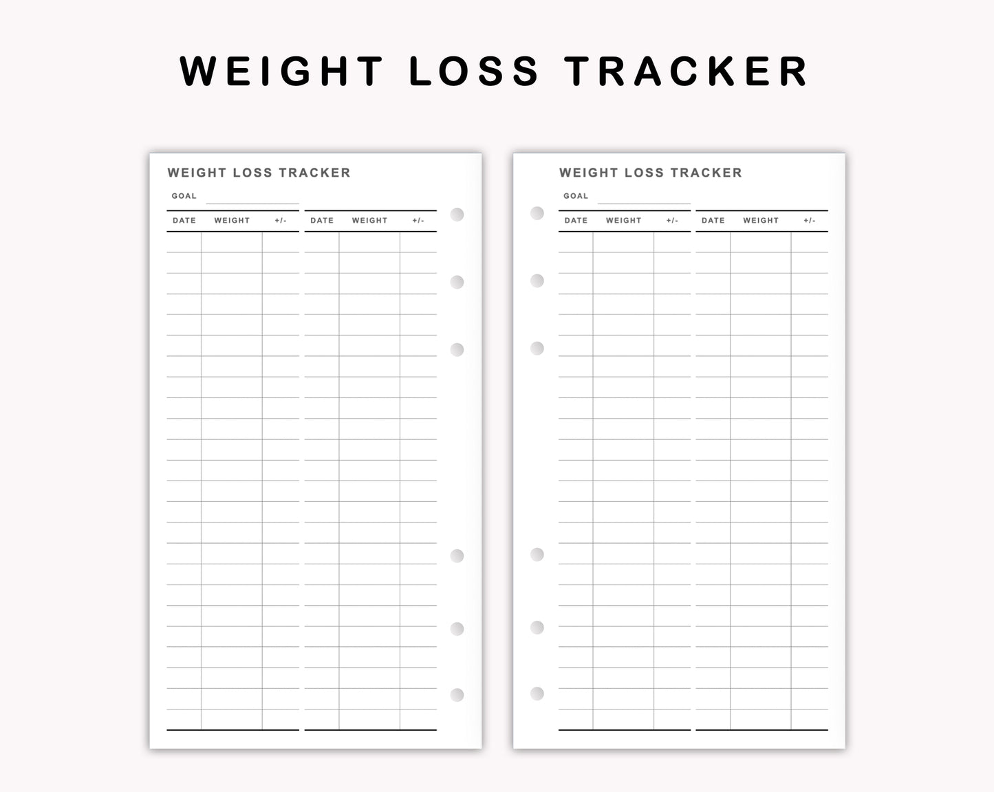 Personal Inserts - Weight Loss Tracker